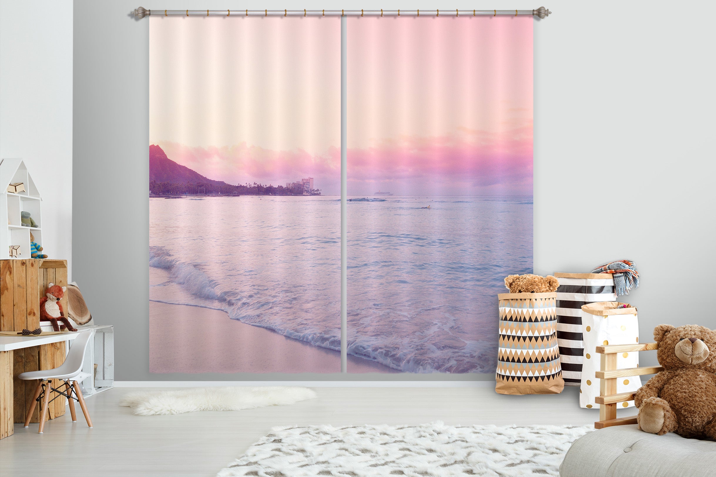 3D Pink Sky 058 Noirblanc777 Curtain Curtains Drapes