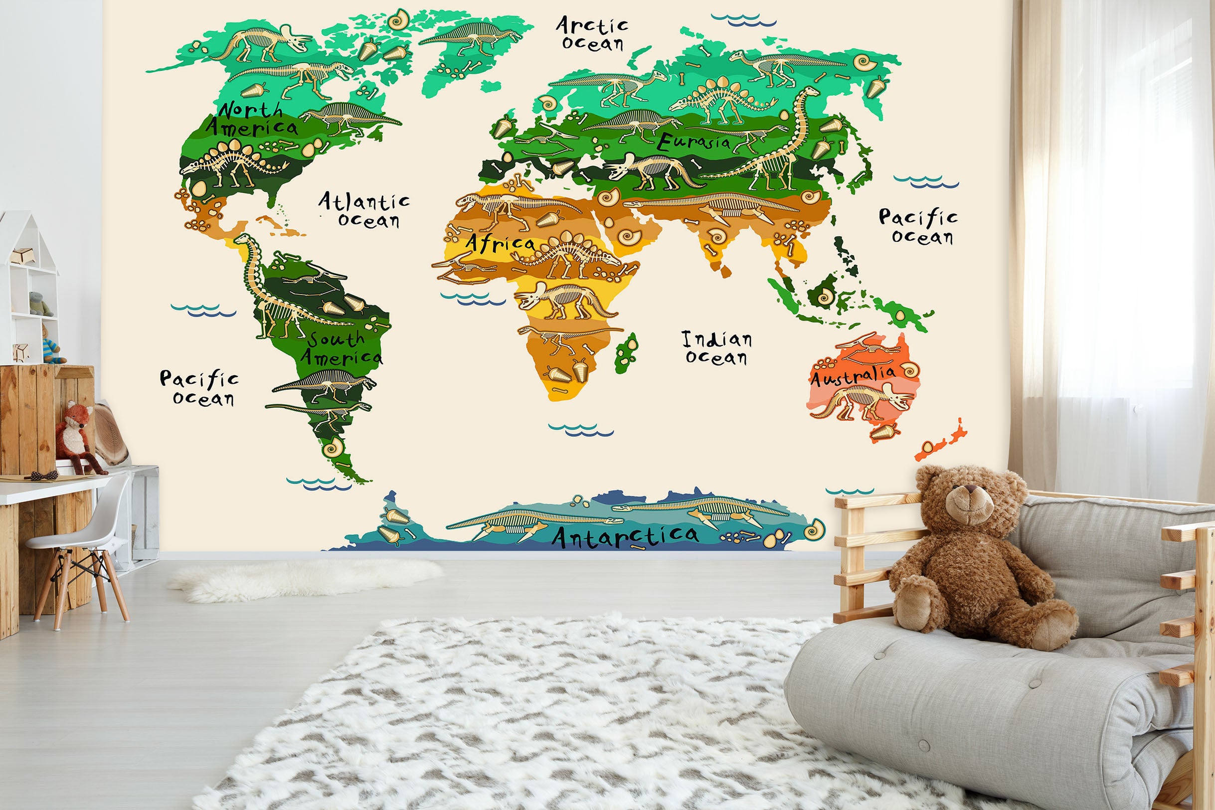 3D Color Painting 2120 World Map Wall Murals