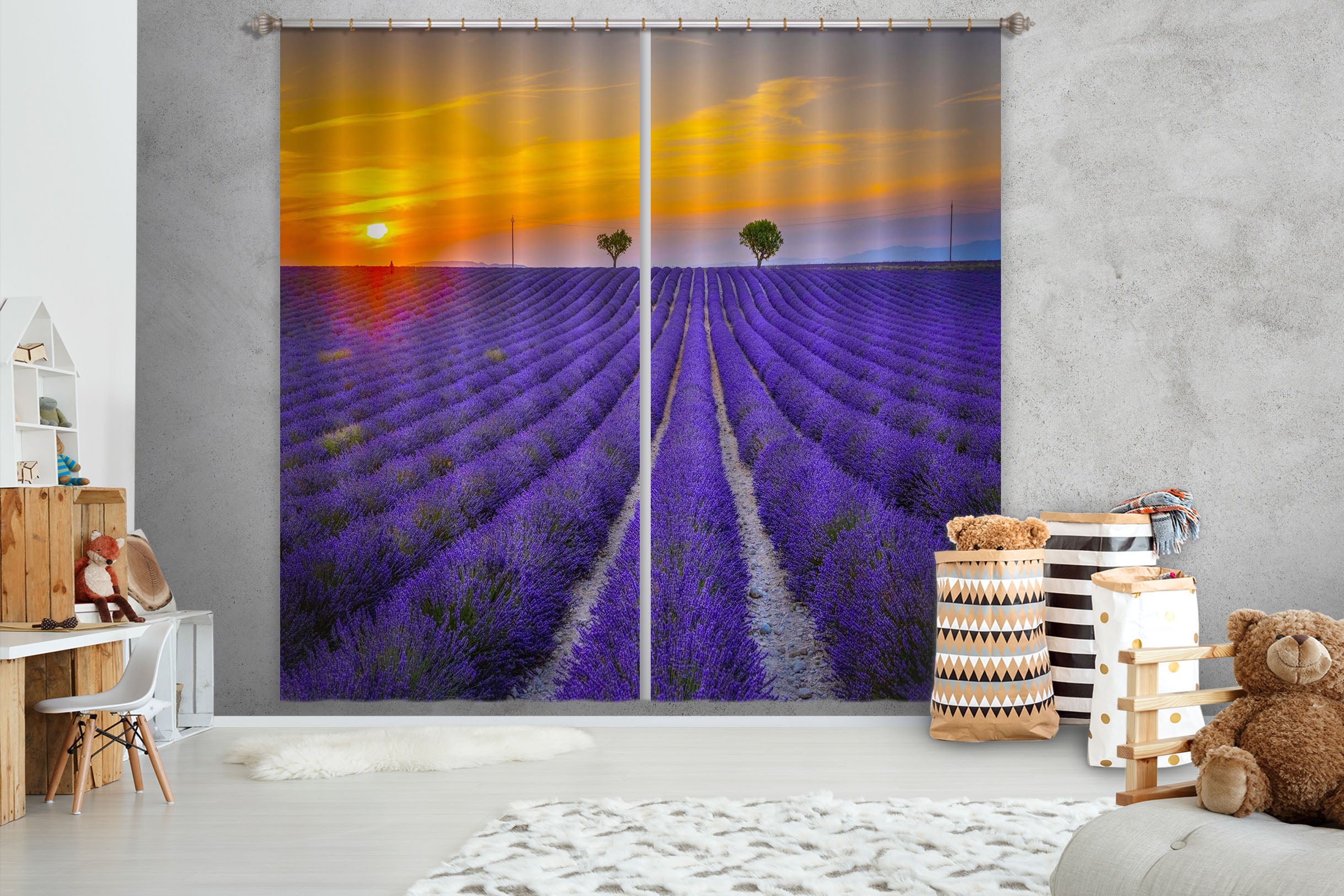 3D Purple Lavender 182 Marco Carmassi Curtain Curtains Drapes