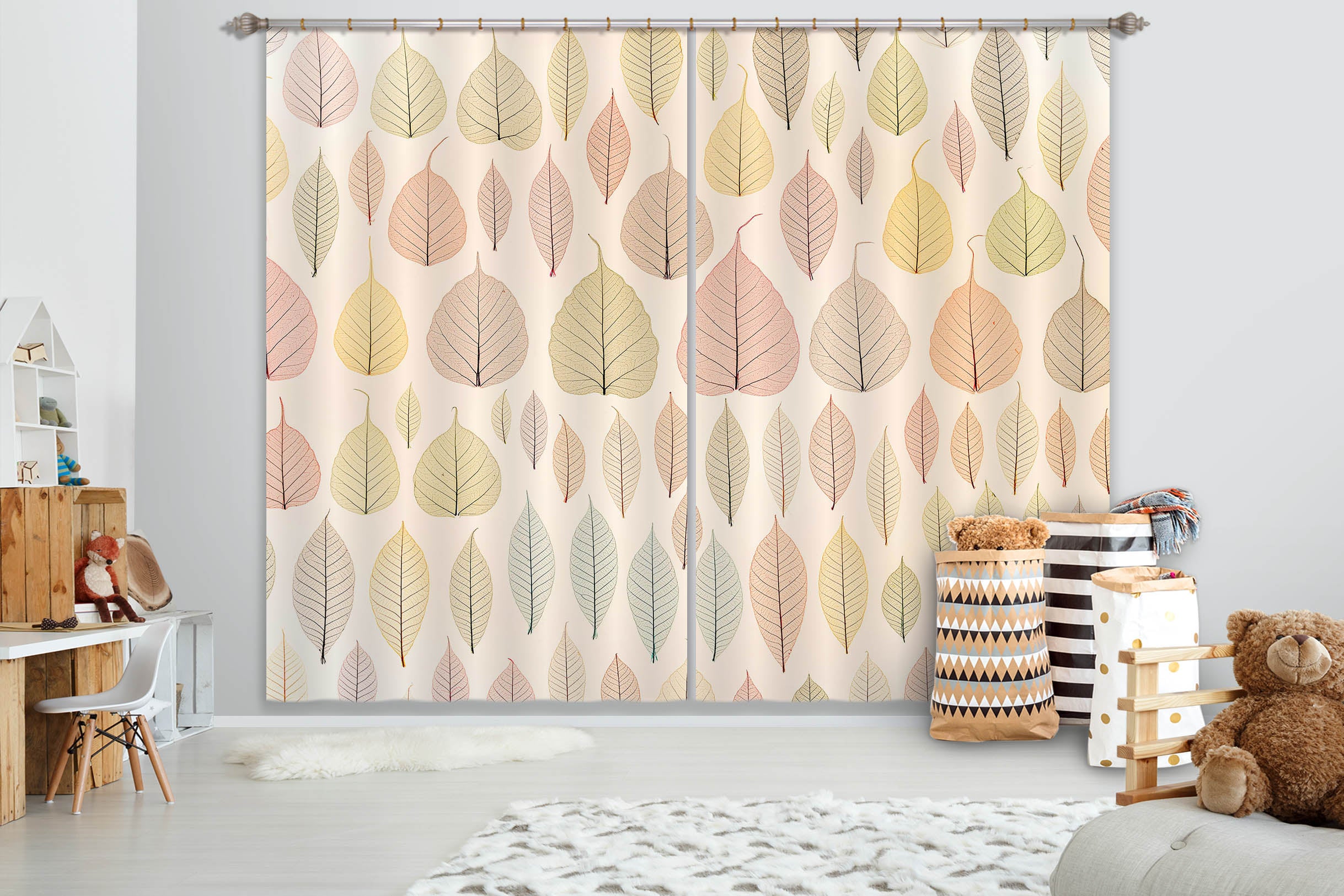 3D Colored Leaves 234 Assaf Frank Curtain Curtains Drapes
