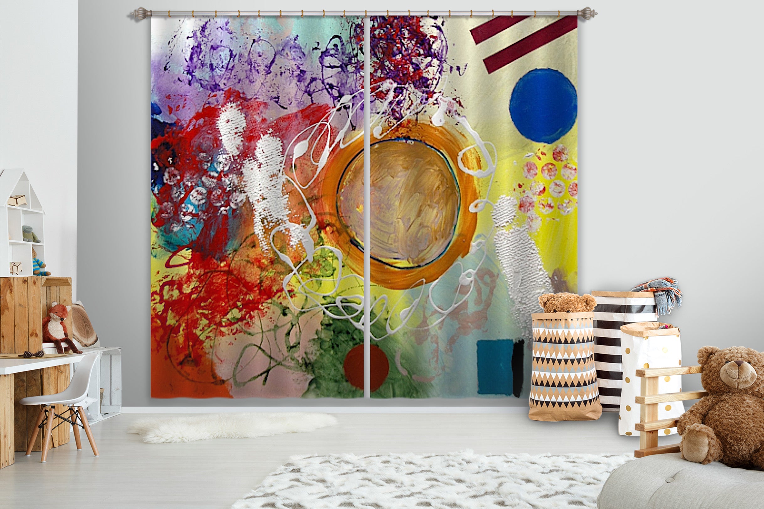 3D Color Graffiti 104 Allan P. Friedlander Curtain Curtains Drapes