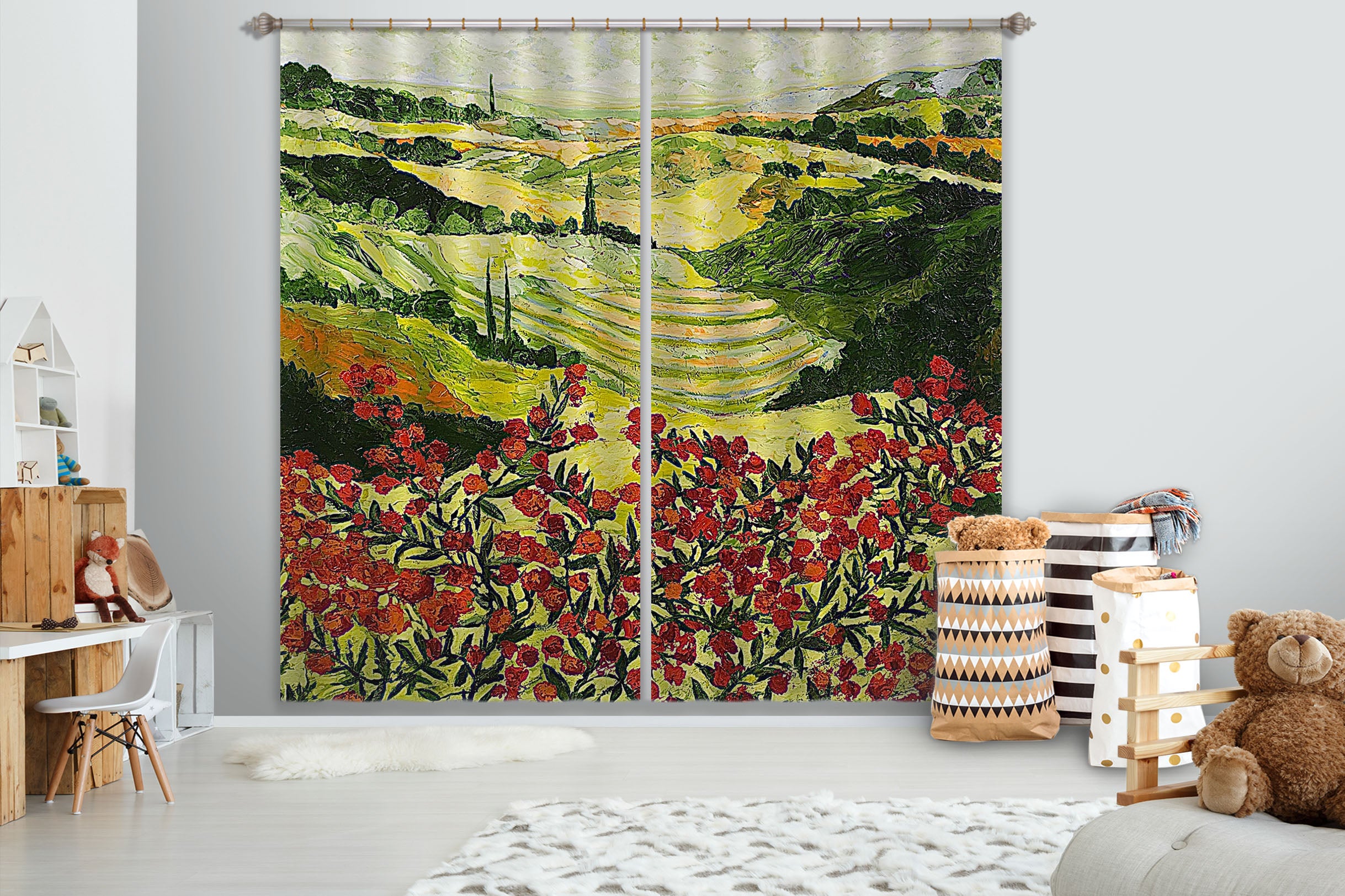 3D Wildflower 123 Allan P. Friedlander Curtain Curtains Drapes