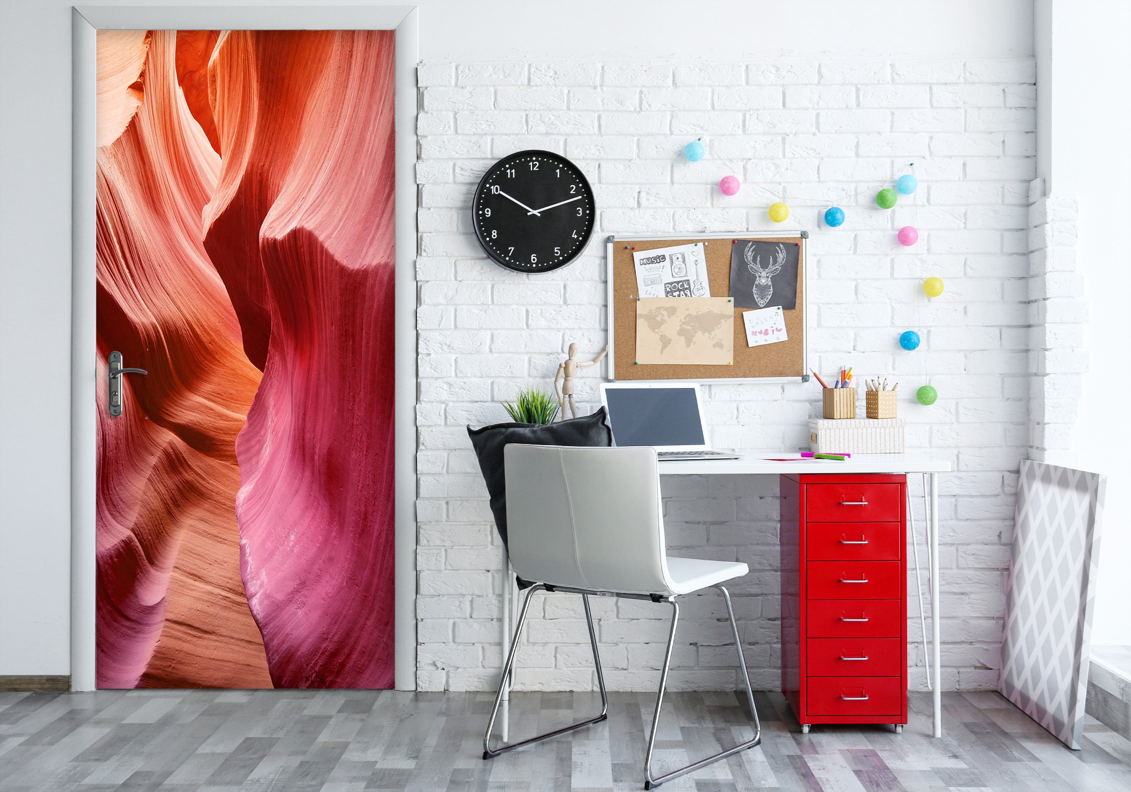 3D Red Rock 055 Door Mural