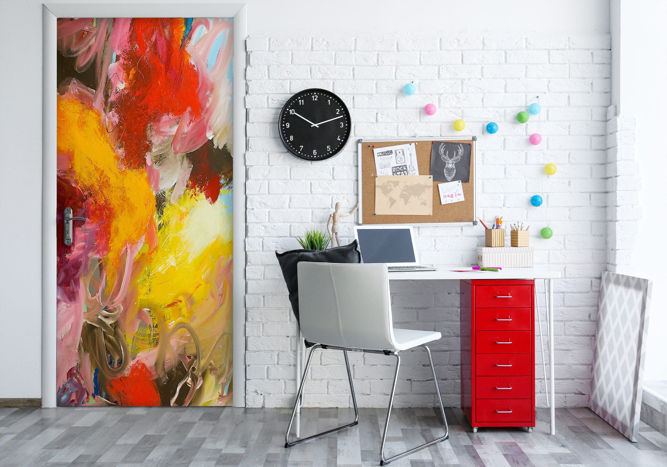 3D Red Yellow Pigment Pattern 9370 Allan P. Friedlander Door Mural