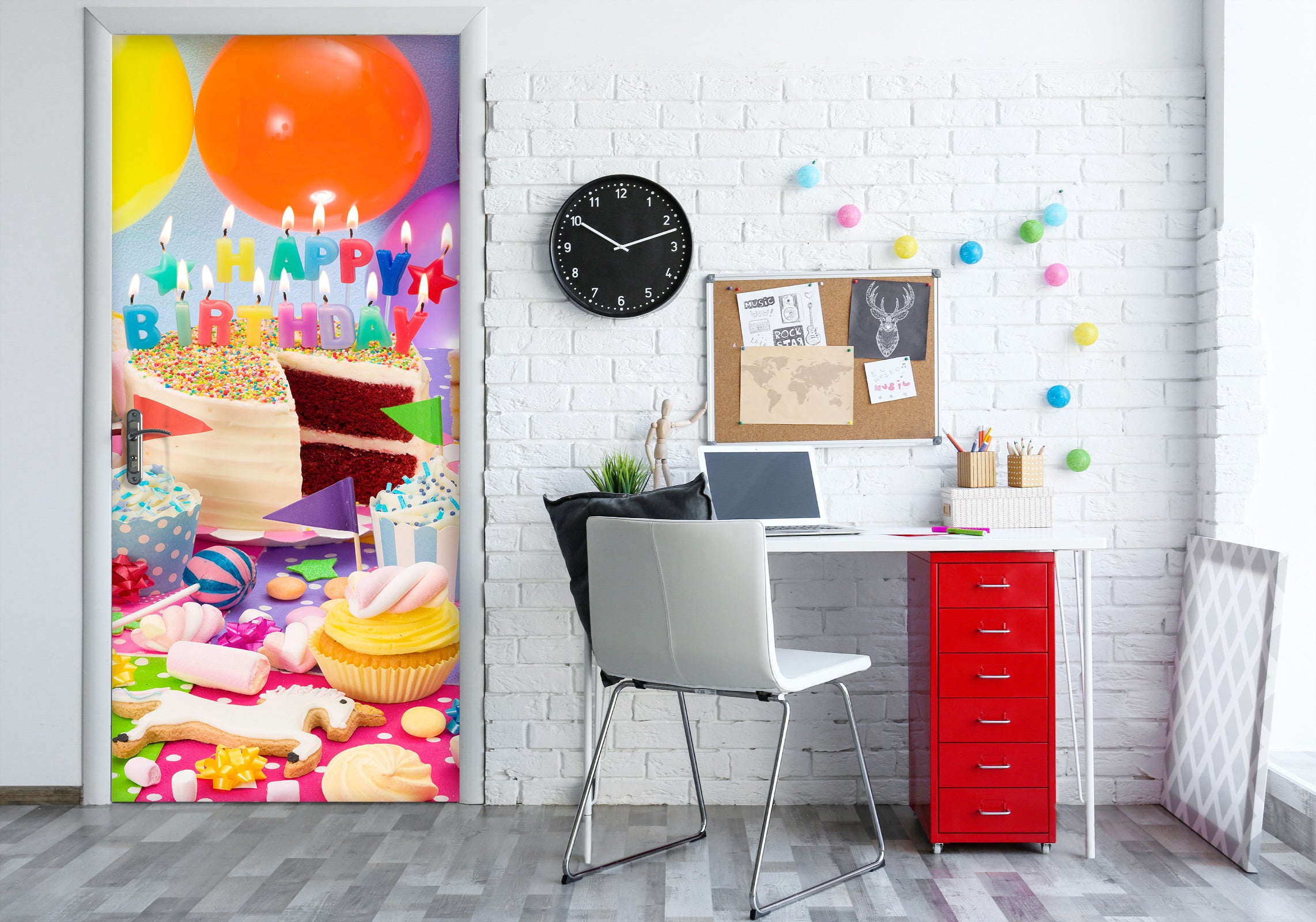 3D Birthday Party Cake 10746 Assaf Frank Door Mural