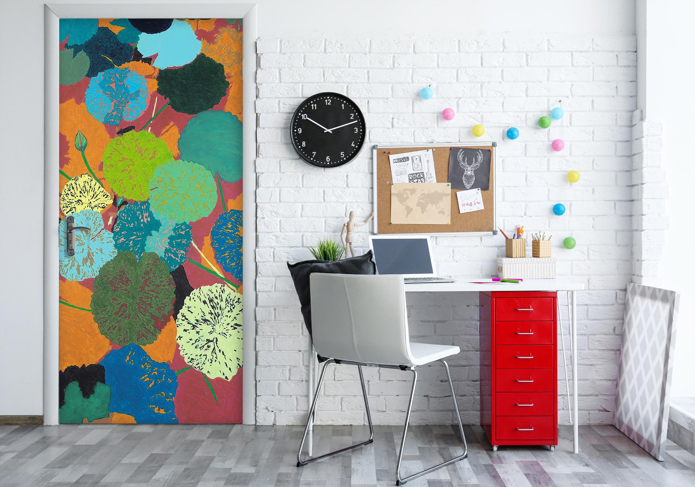 3D Round Lotus Leaf Pattern 93228 Allan P. Friedlander Door Mural