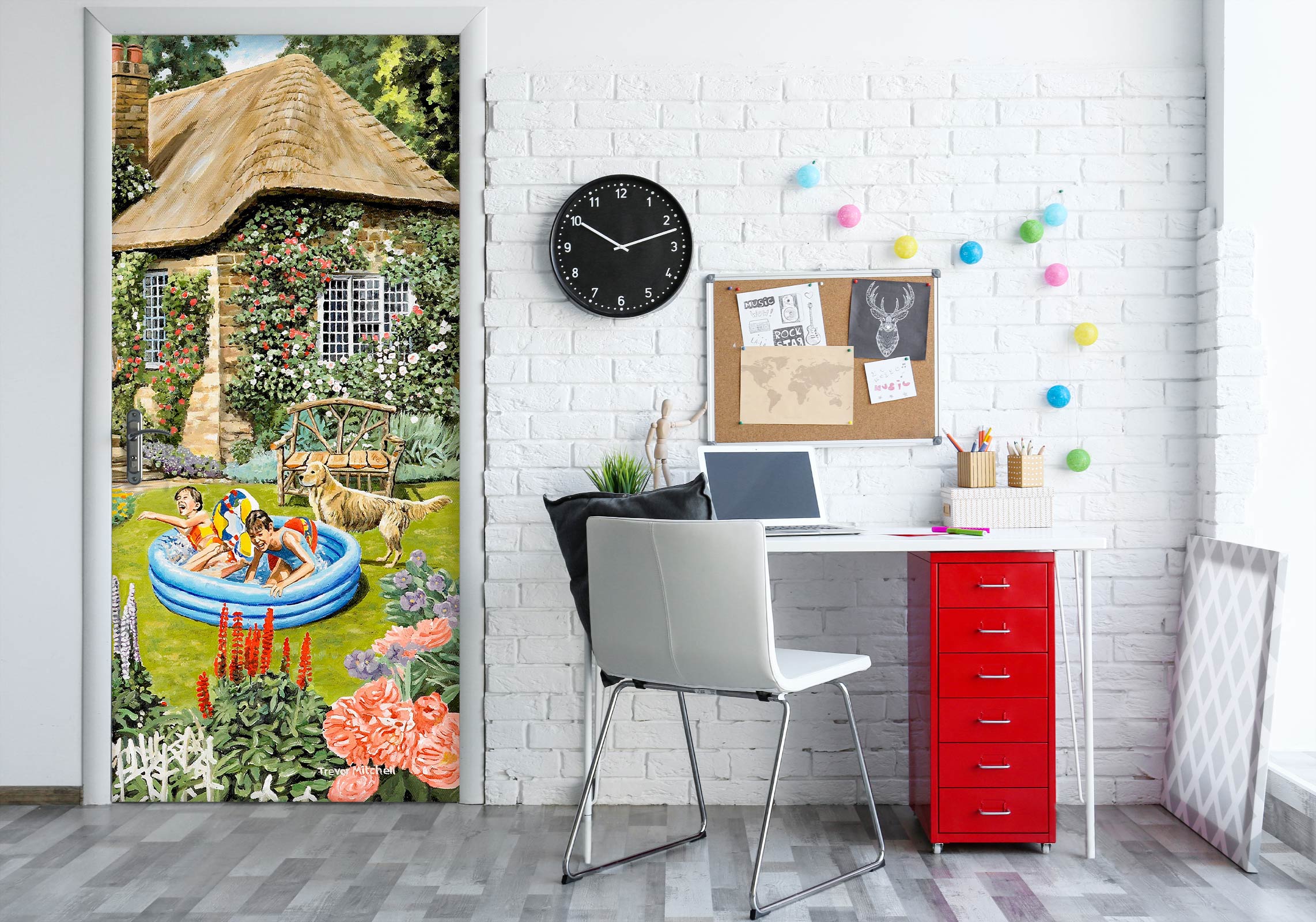 3D Garden Cottage Inflatable Pool 103140 Trevor Mitchell Door Mural