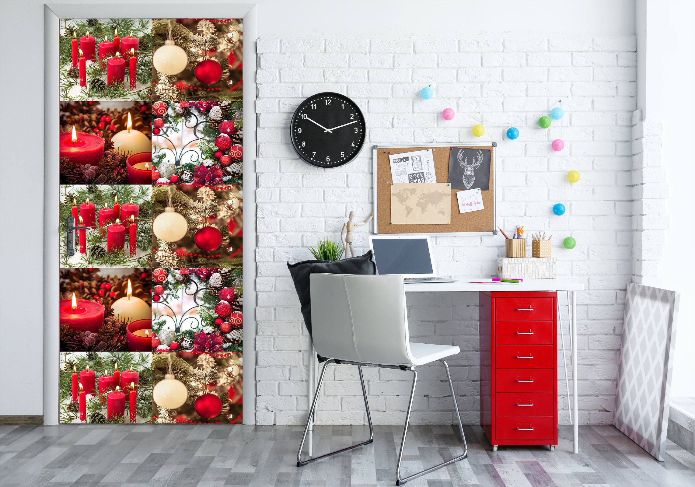 3D Red Candle Ball Pendant 10744 Assaf Frank Door Mural