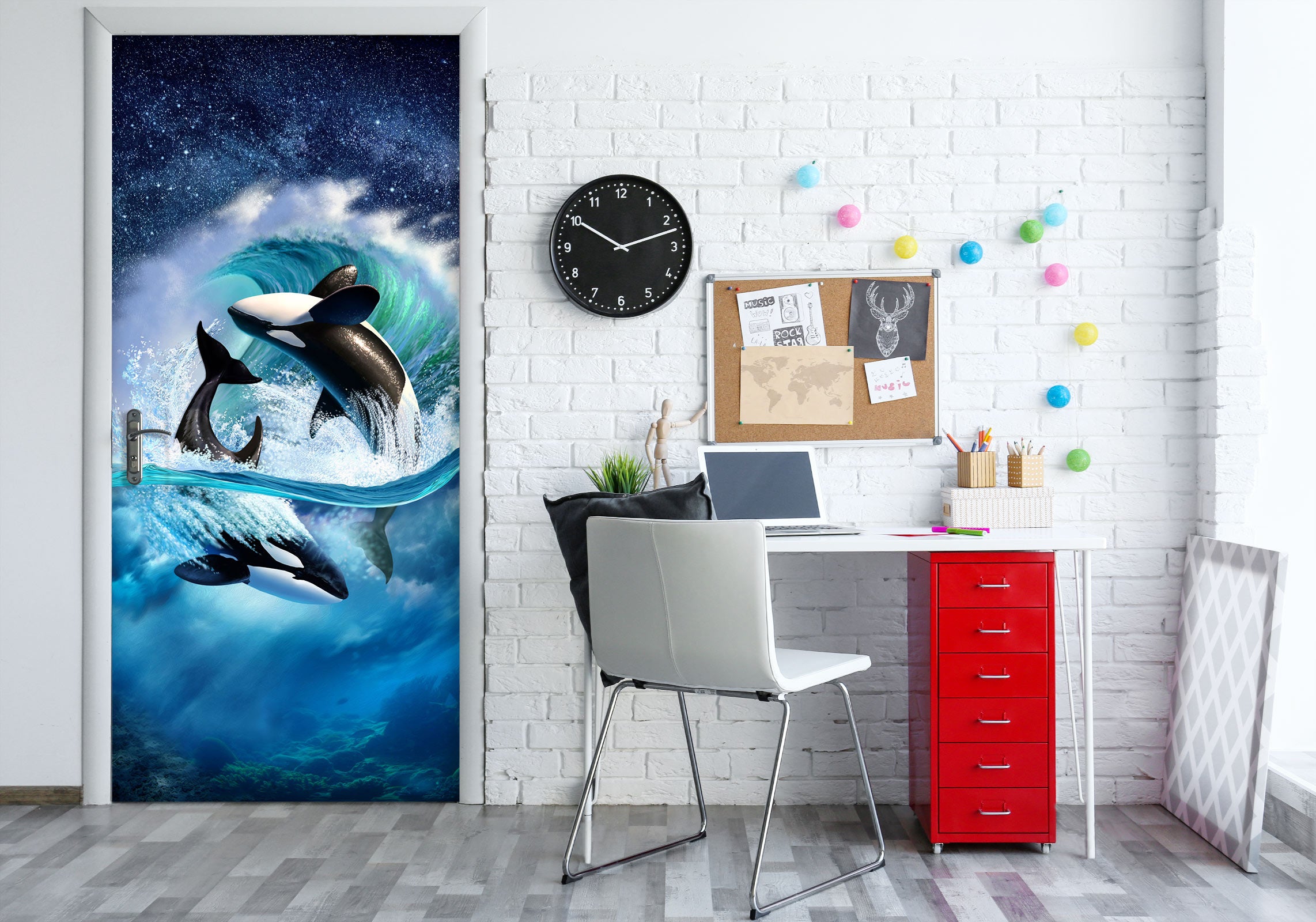 3D Waves Whale 112144 Jerry LoFaro Door Mural