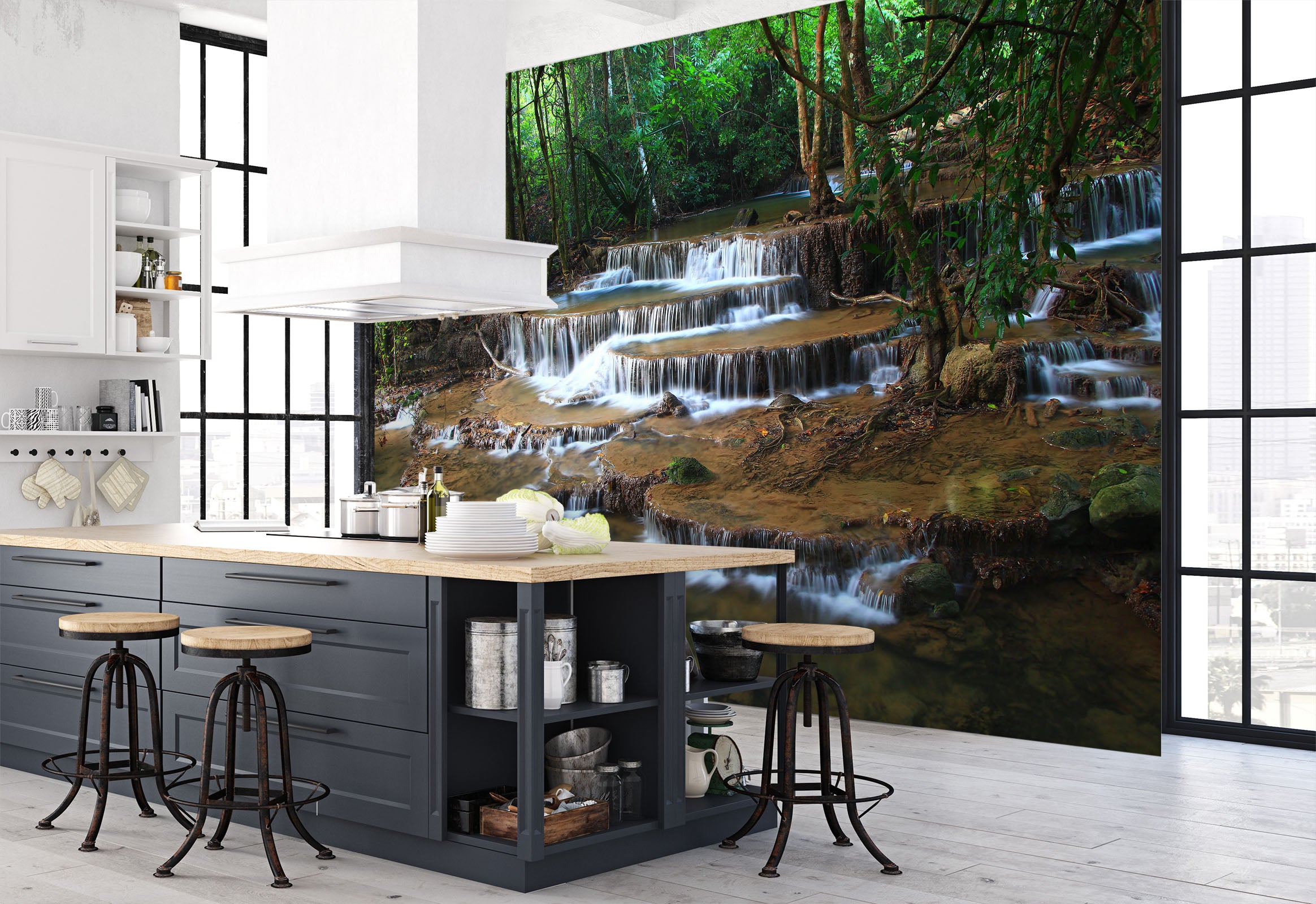 3D Mountain Running Water 57192 Wall Murals