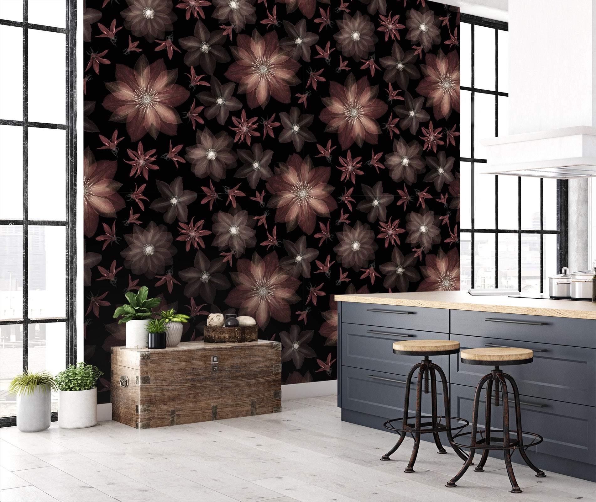 3D Red Blooming Flower 082 Assaf Frank Wall Mural Wall Murals