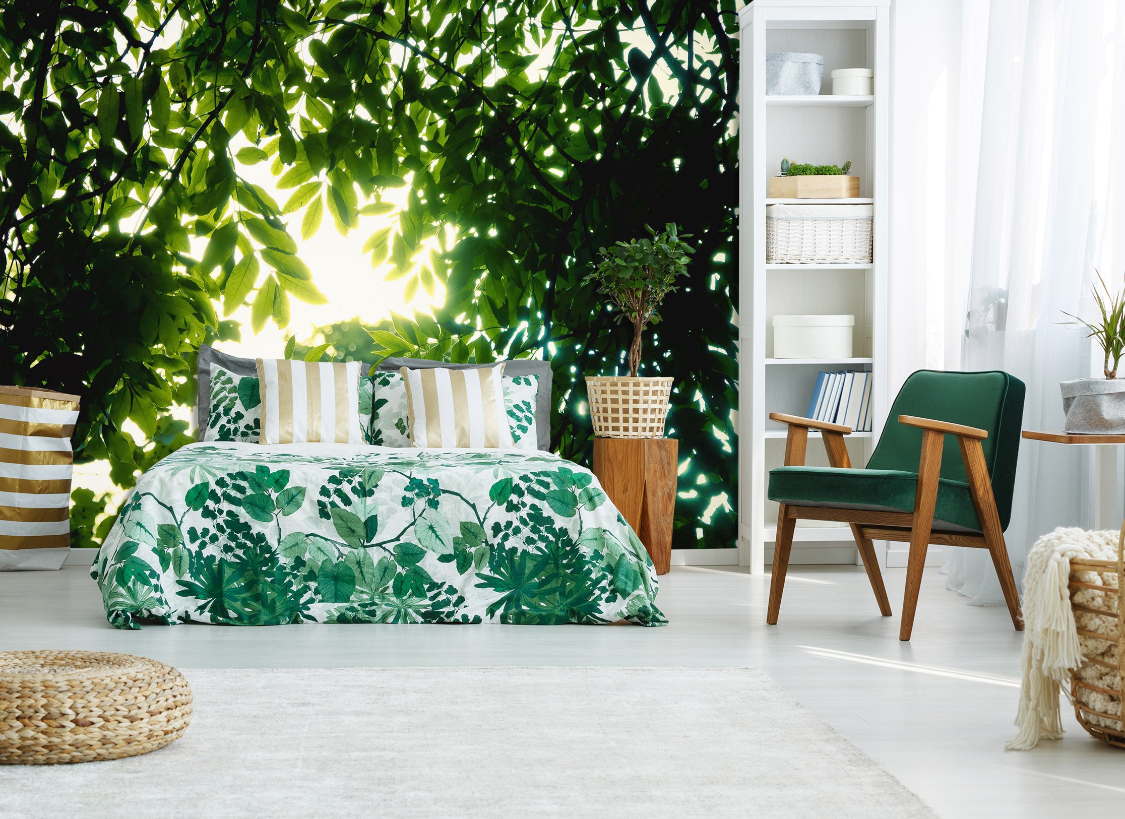 3D Leaves Sunlight 1730 Wall Murals