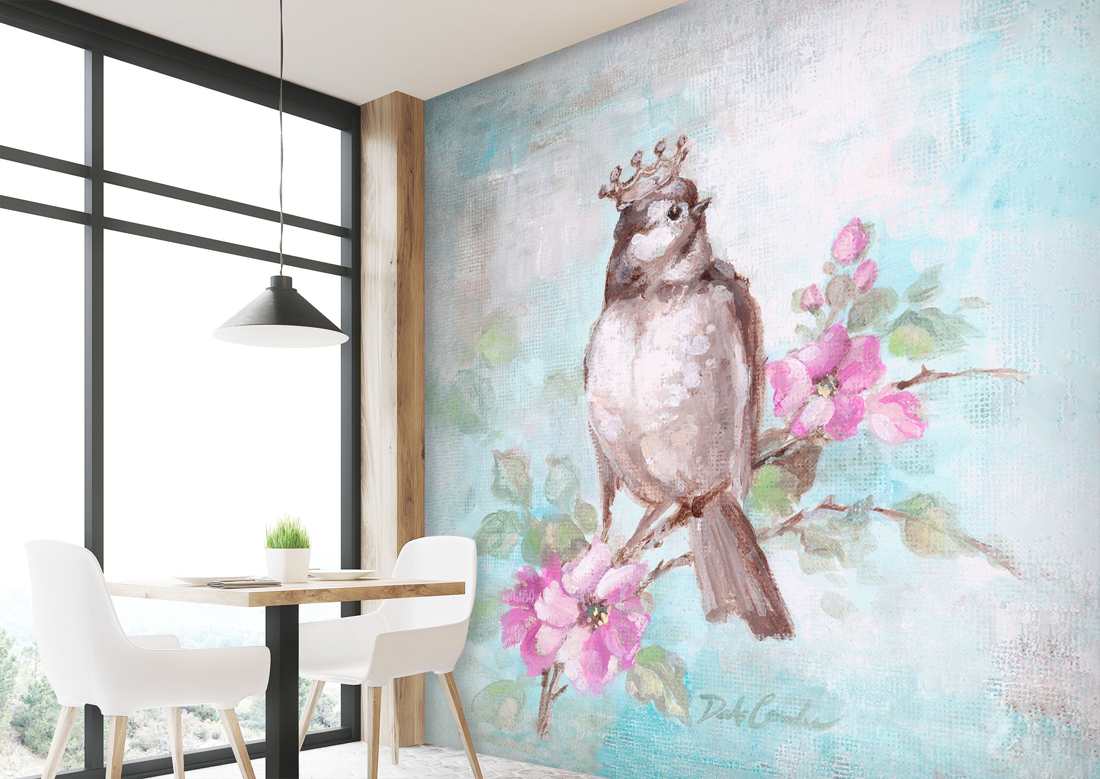 3D Crown Bird Flower 3165 Debi Coules Wall Mural Wall Murals