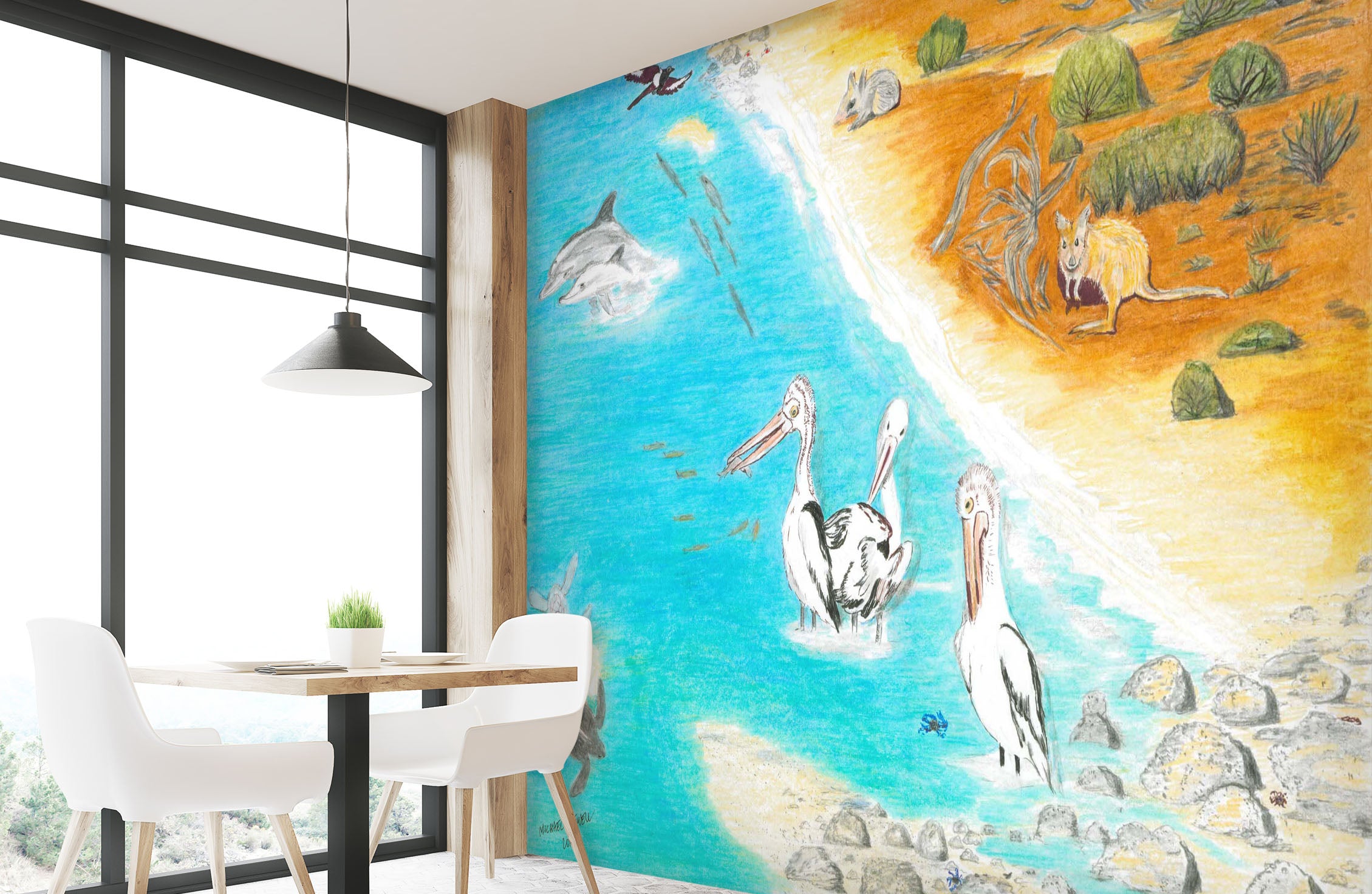 3D Beach Crane 1411 Michael Sewell Wall Mural Wall Murals