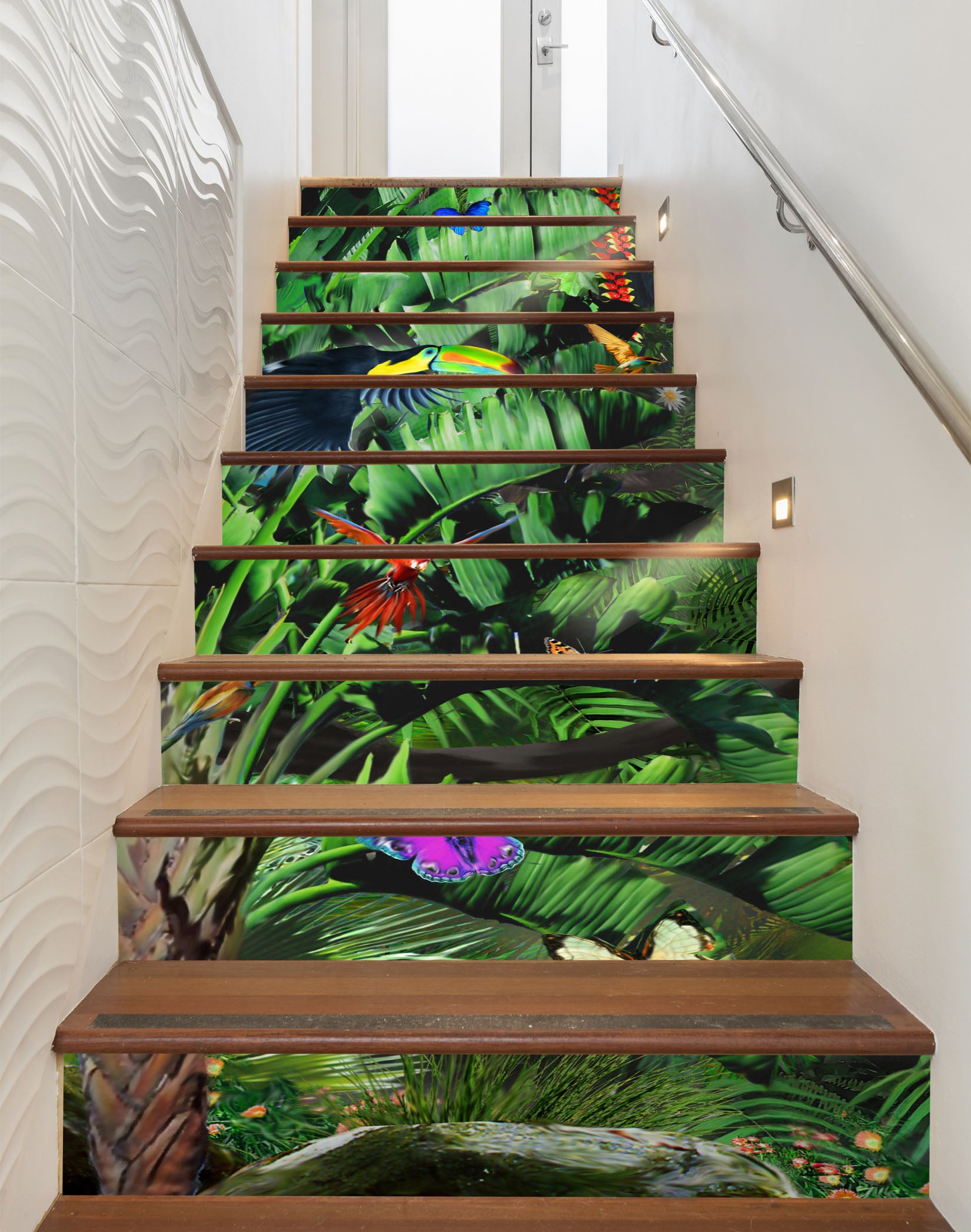 3D Jungle Leaf Butterfly 96209 Adrian Chesterman Stair Risers