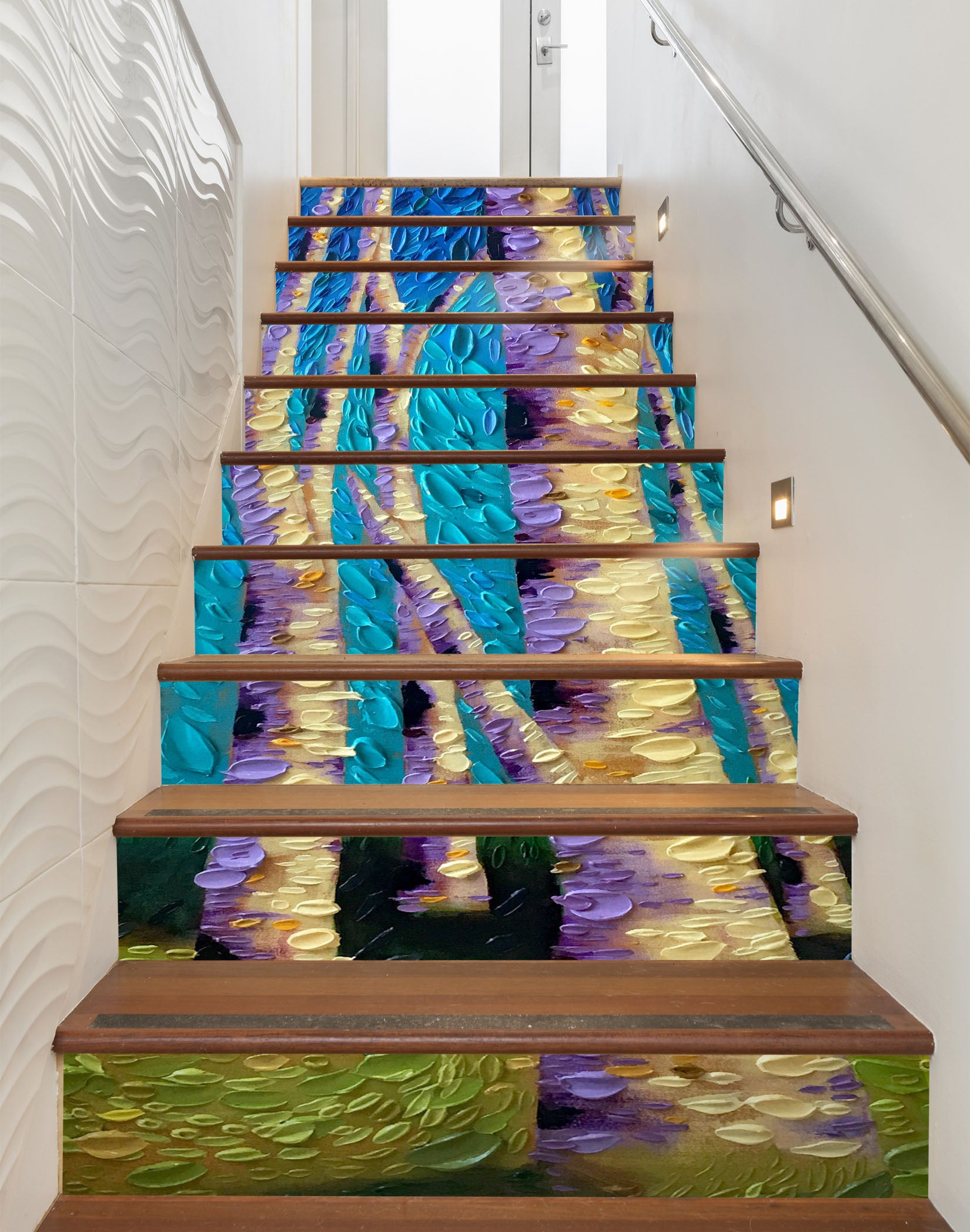 3D Woods Lawn Oil Painting 96159 Dena Tollefson Stair Risers