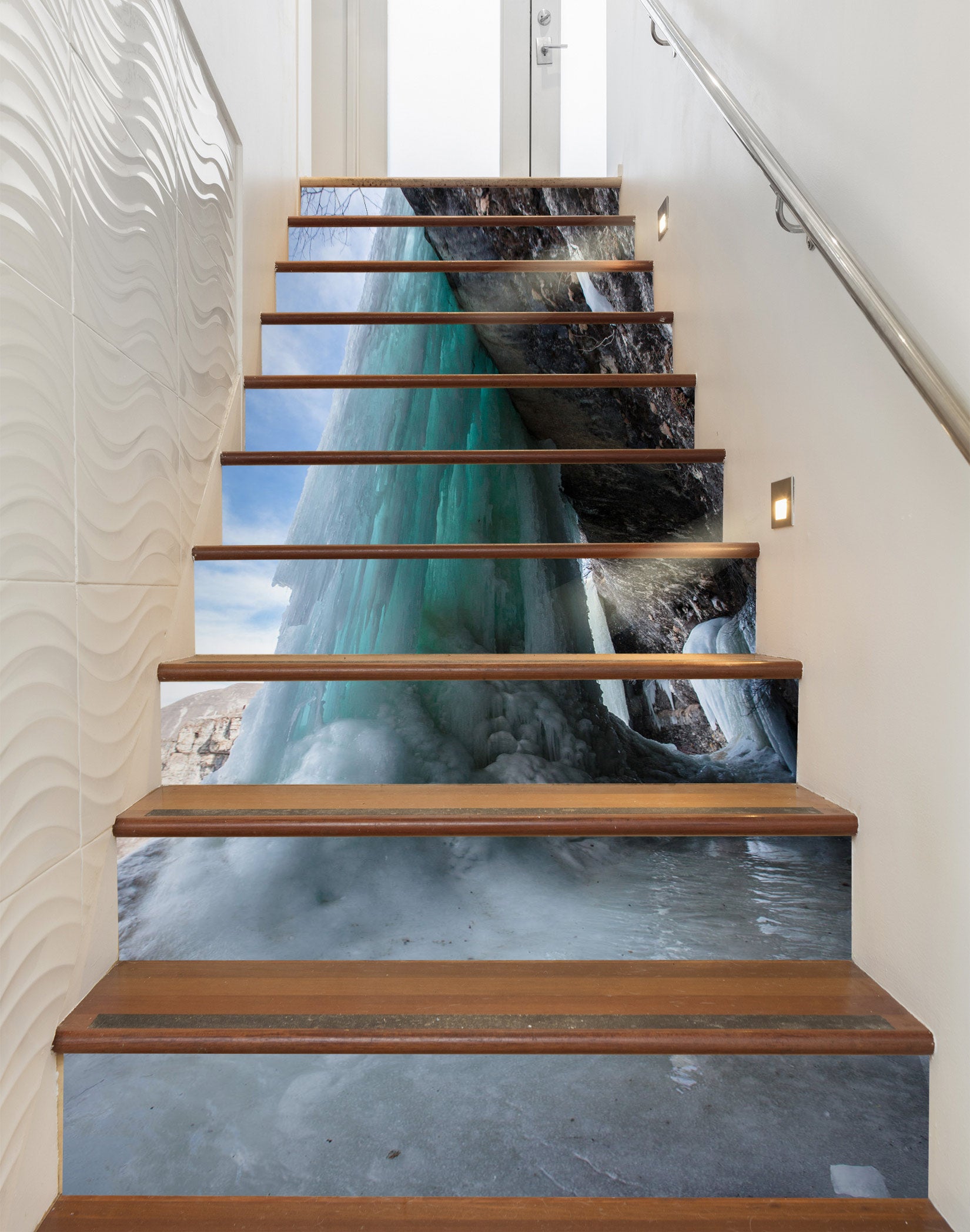 3D Magnificent Waterfall 384 Stair Risers