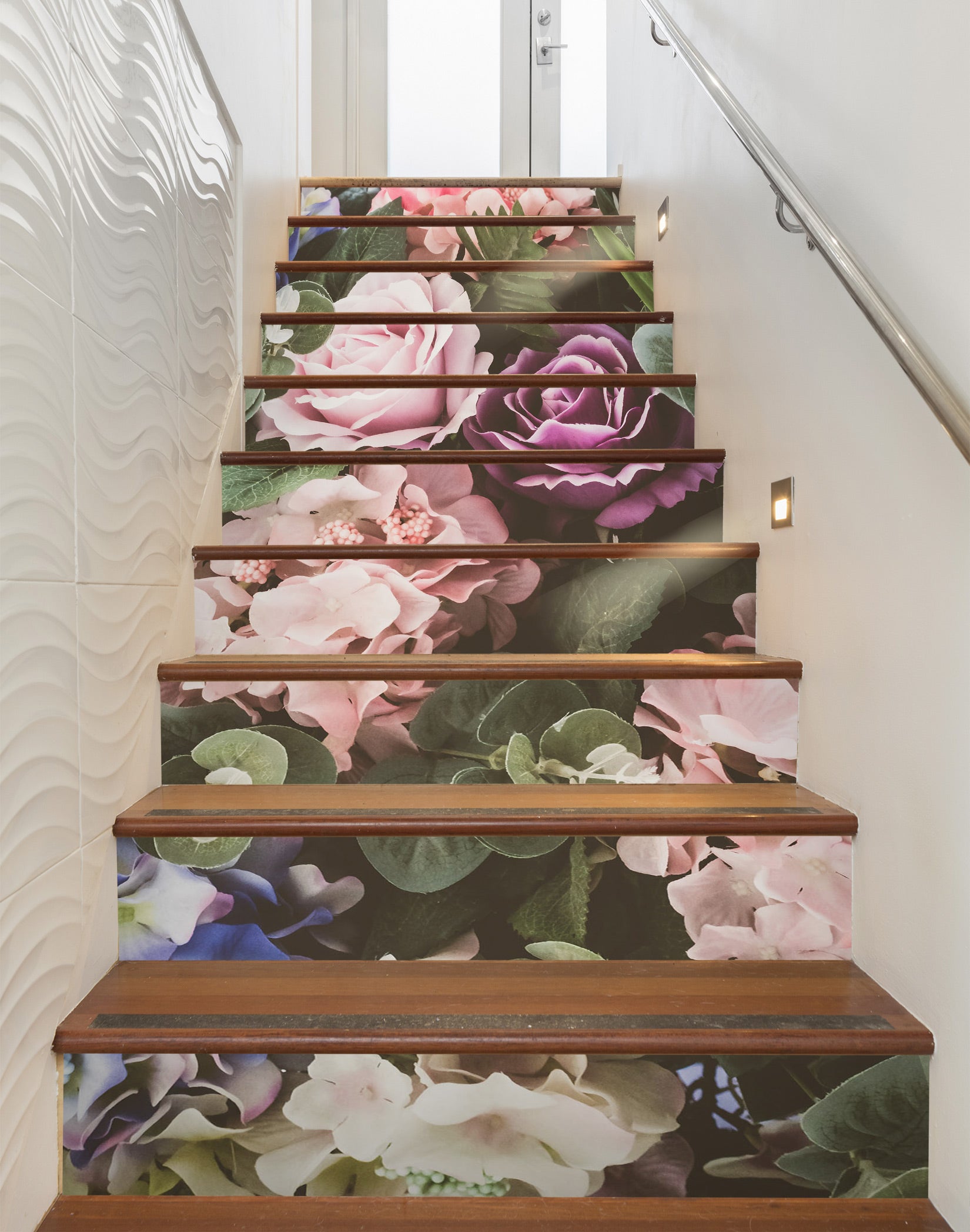 3D Dip And Elegant Roses 456 Stair Risers