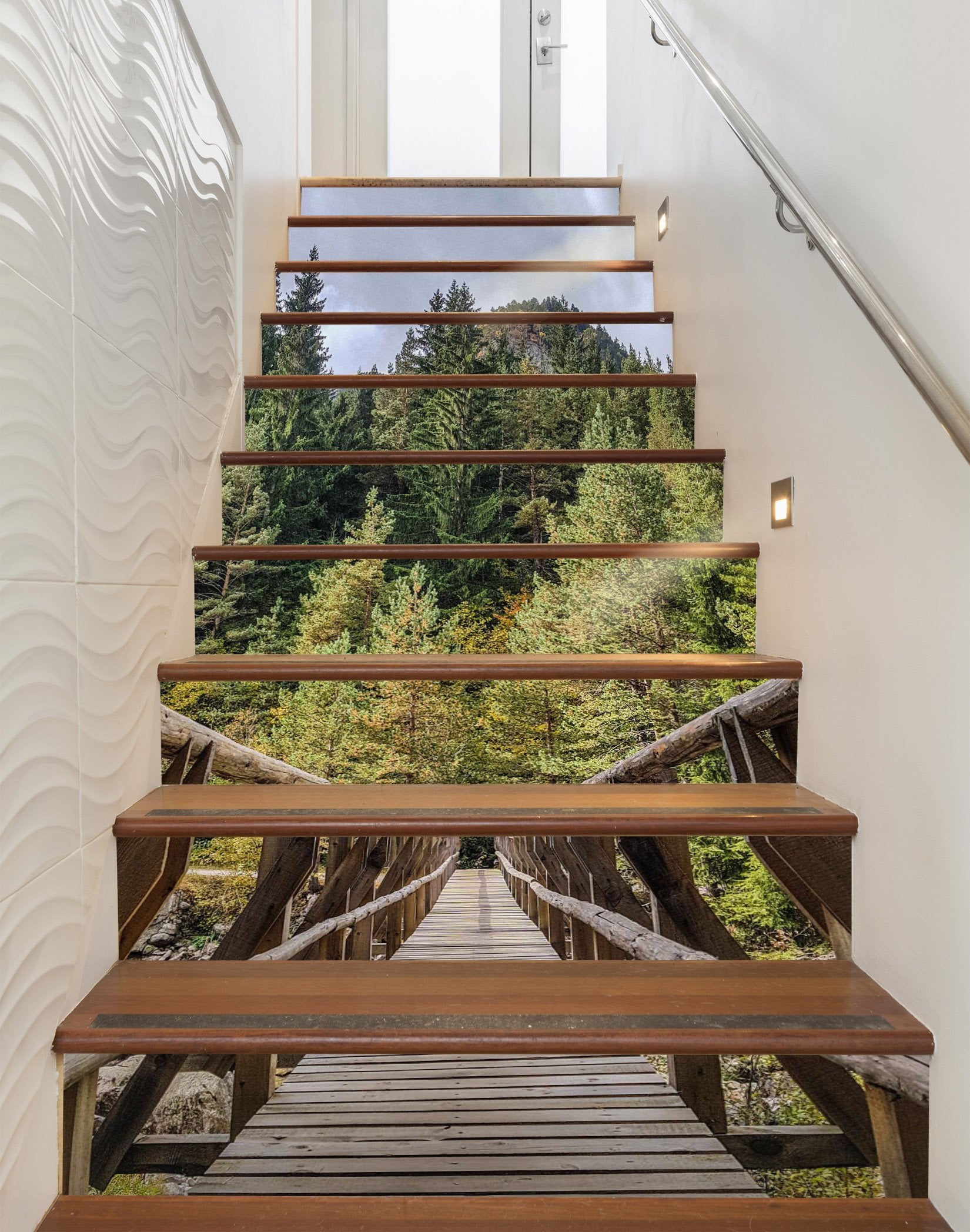 3D Wooden Bridge 523 Stair Risers Wallpaper AJ Wallpaper 
