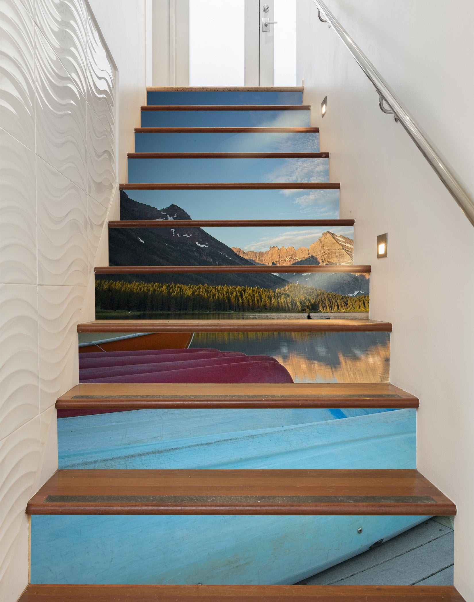 3D Mountain River Boat 9909 Kathy Barefield Stair Risers