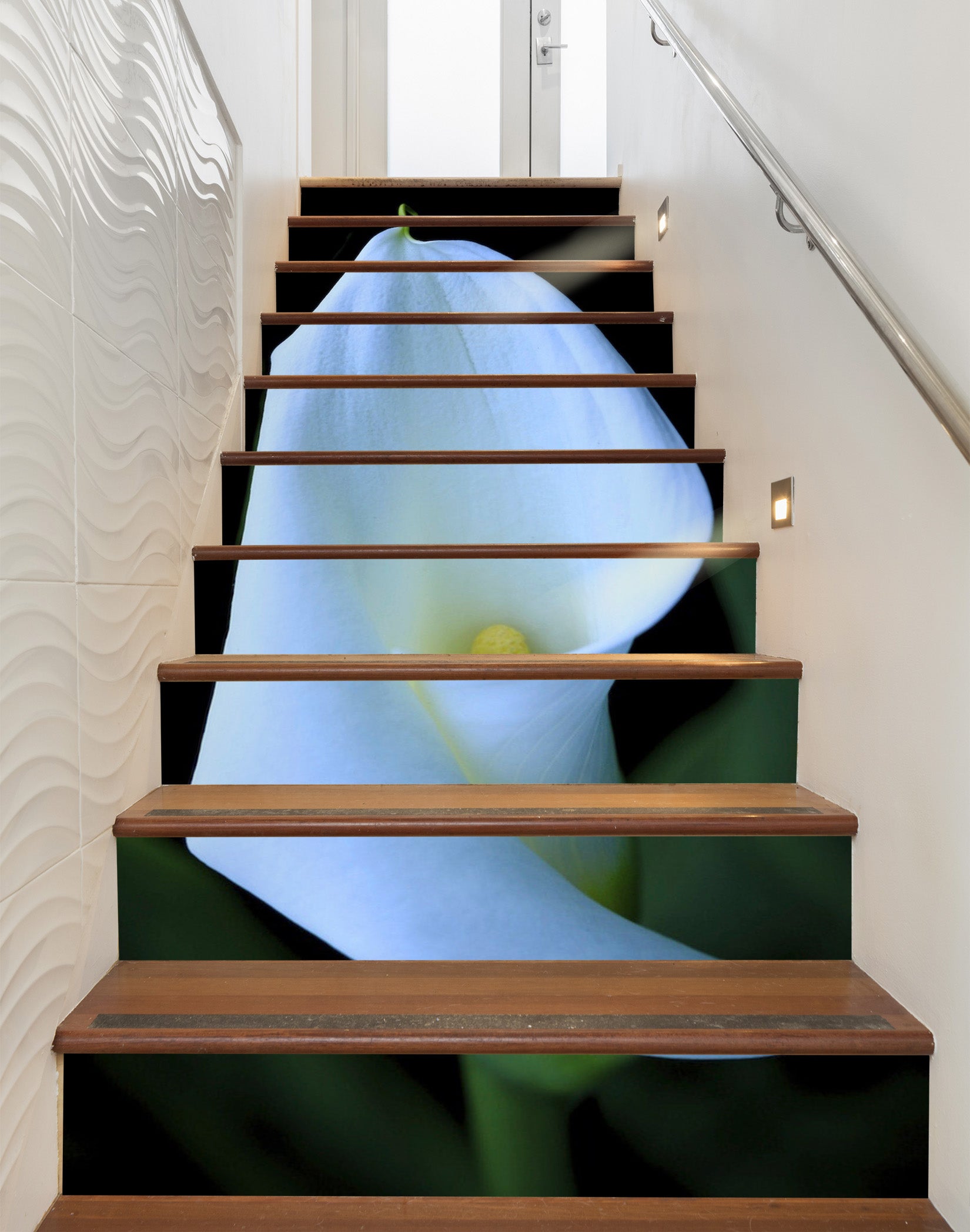 3D White Flowers 9904 Kathy Barefield Stair Risers