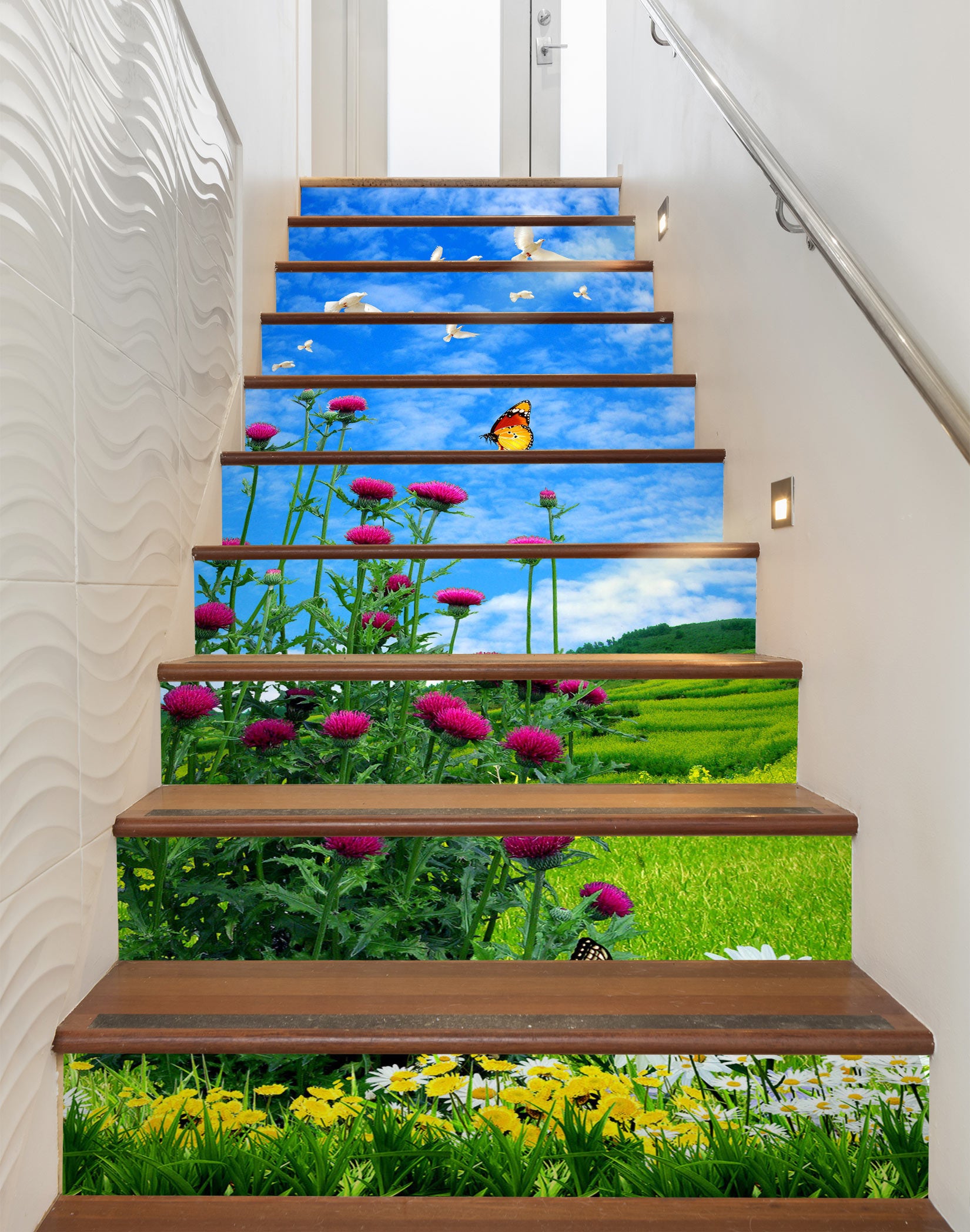 3D Flowers And Grass 061 Stair Risers