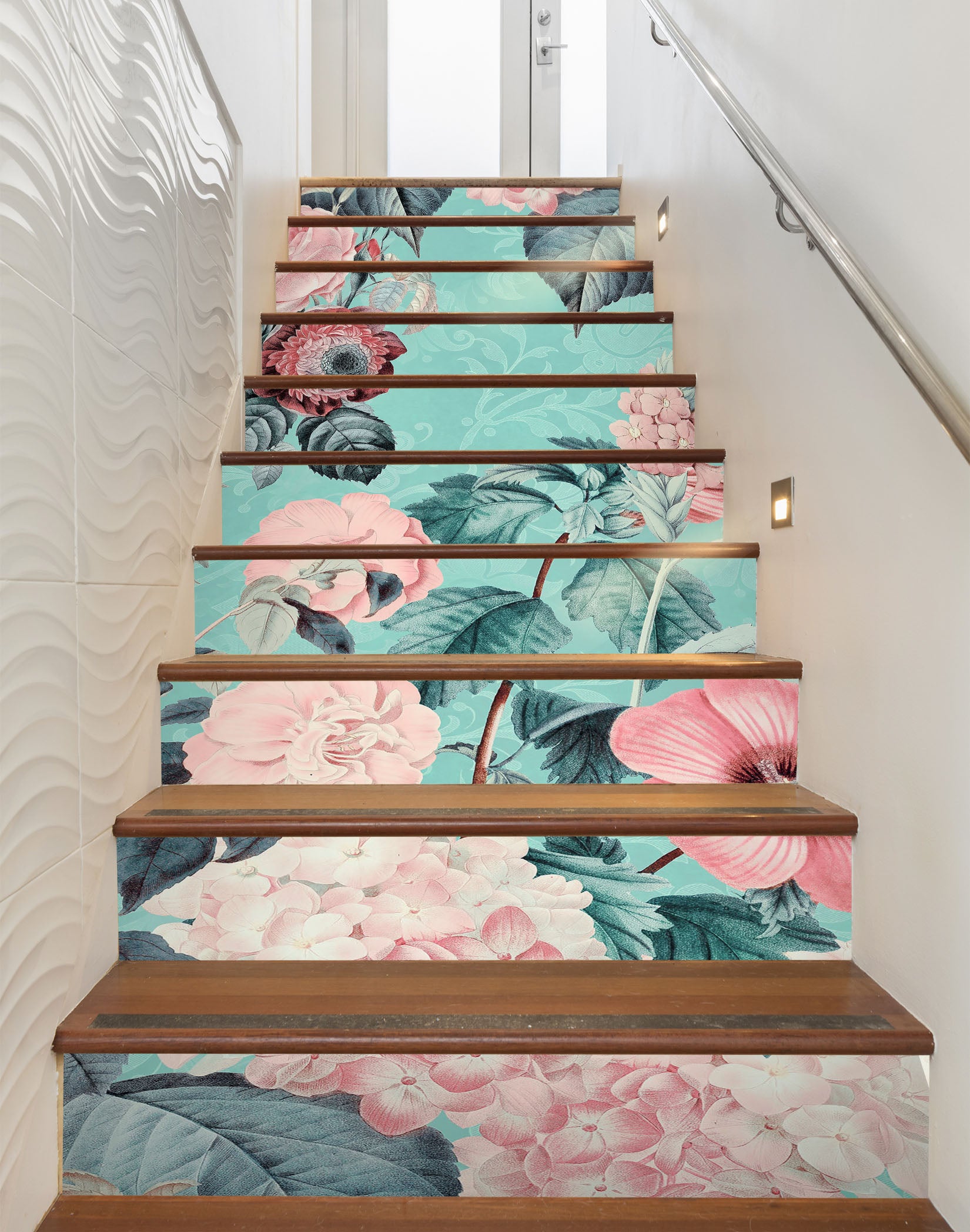 3D Flower Bush Pink 109222 Andrea Haase Stair Risers