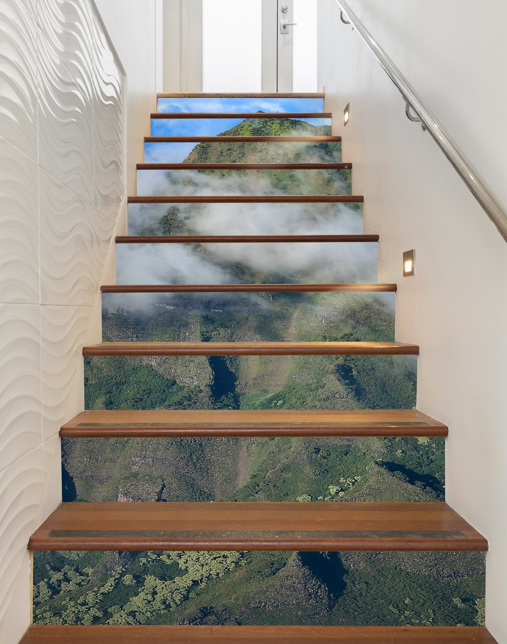3D Mountains Cloud 101115 Kathy Barefield Stair Risers