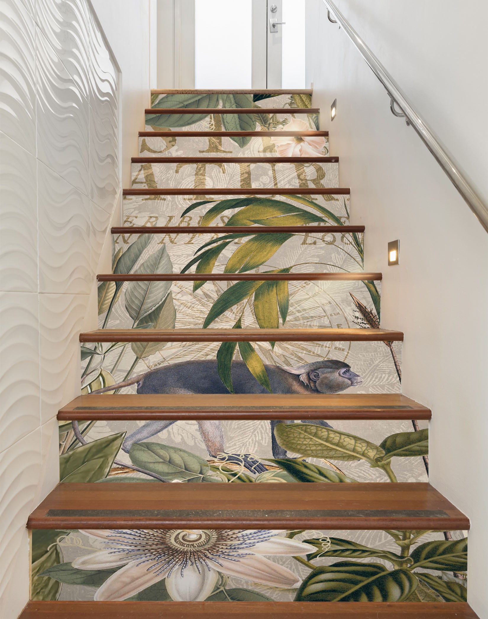 3D Leaves Monkey 11034 Andrea Haase Stair Risers