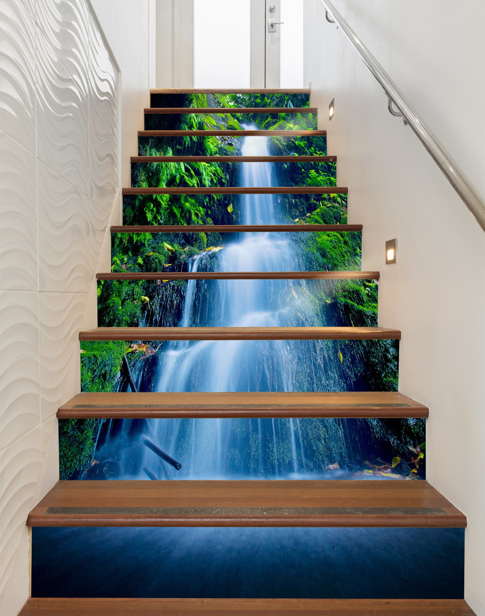 3D Straight And Rich Waterfall 183 Stair Risers