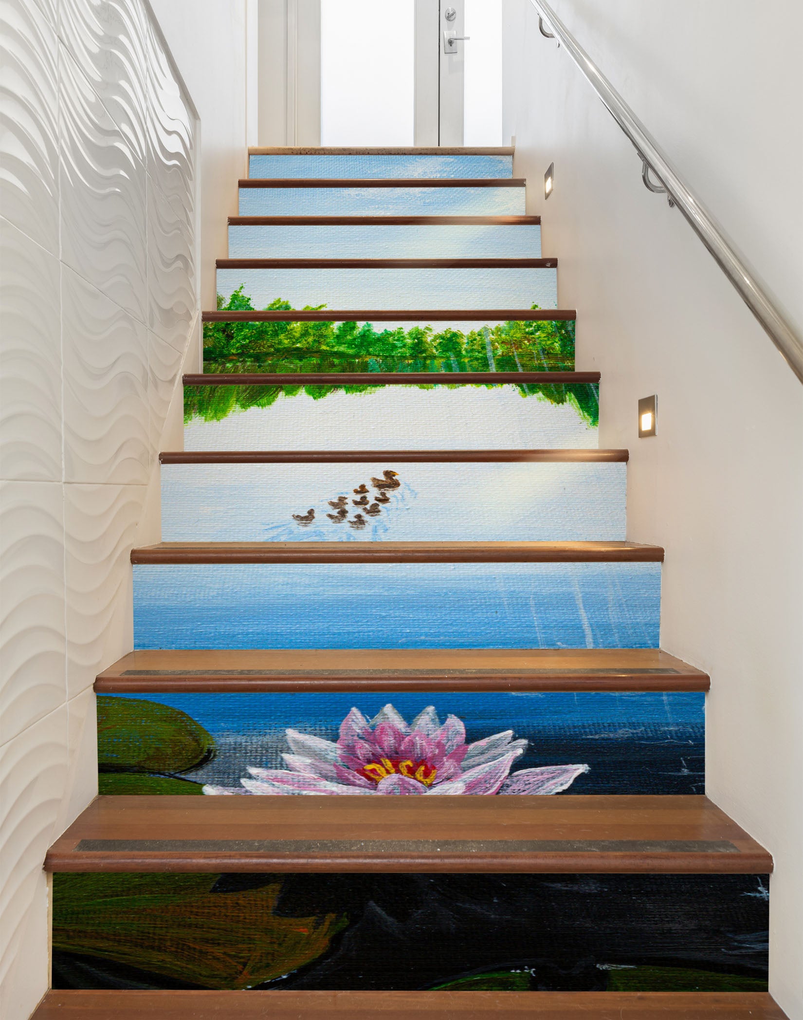 3D Lake Tree Lotus 8817 Marina Zotova Stair Risers