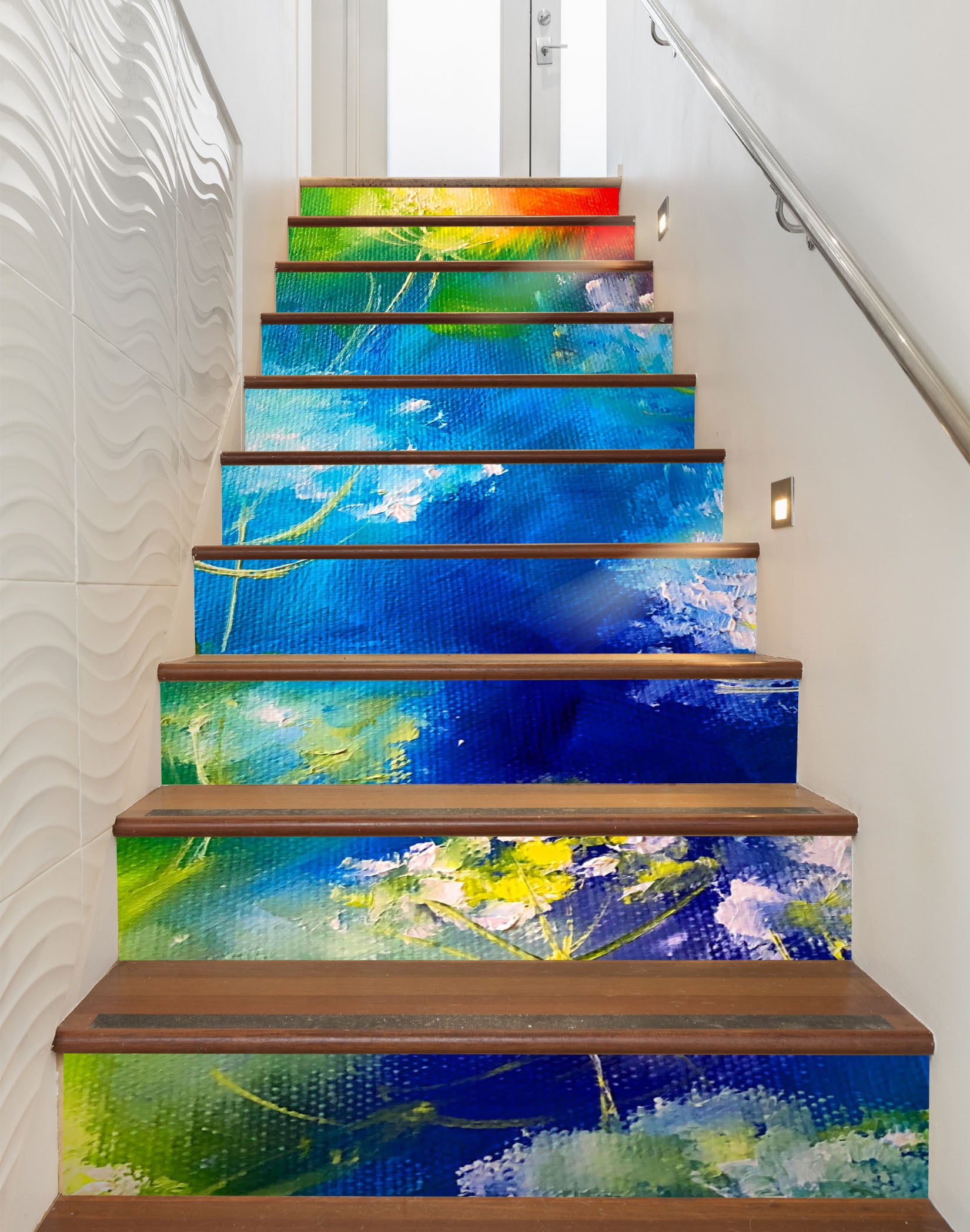 3D Blue Flower 2220 Skromova Marina Stair Risers