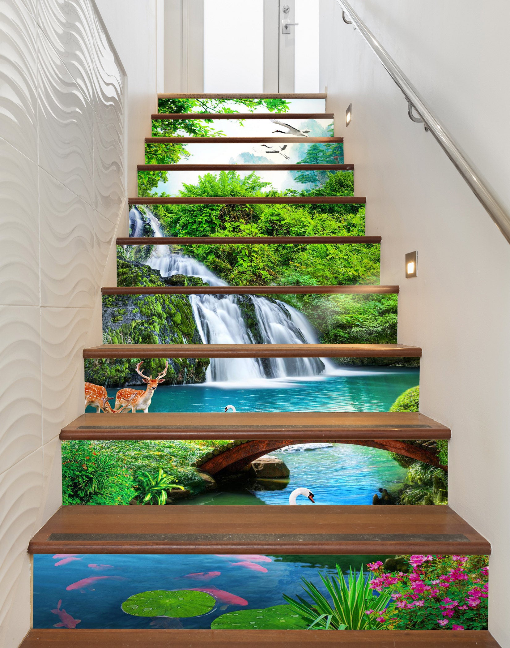 3D Green Mountains And Green Waters 065 Stair Risers