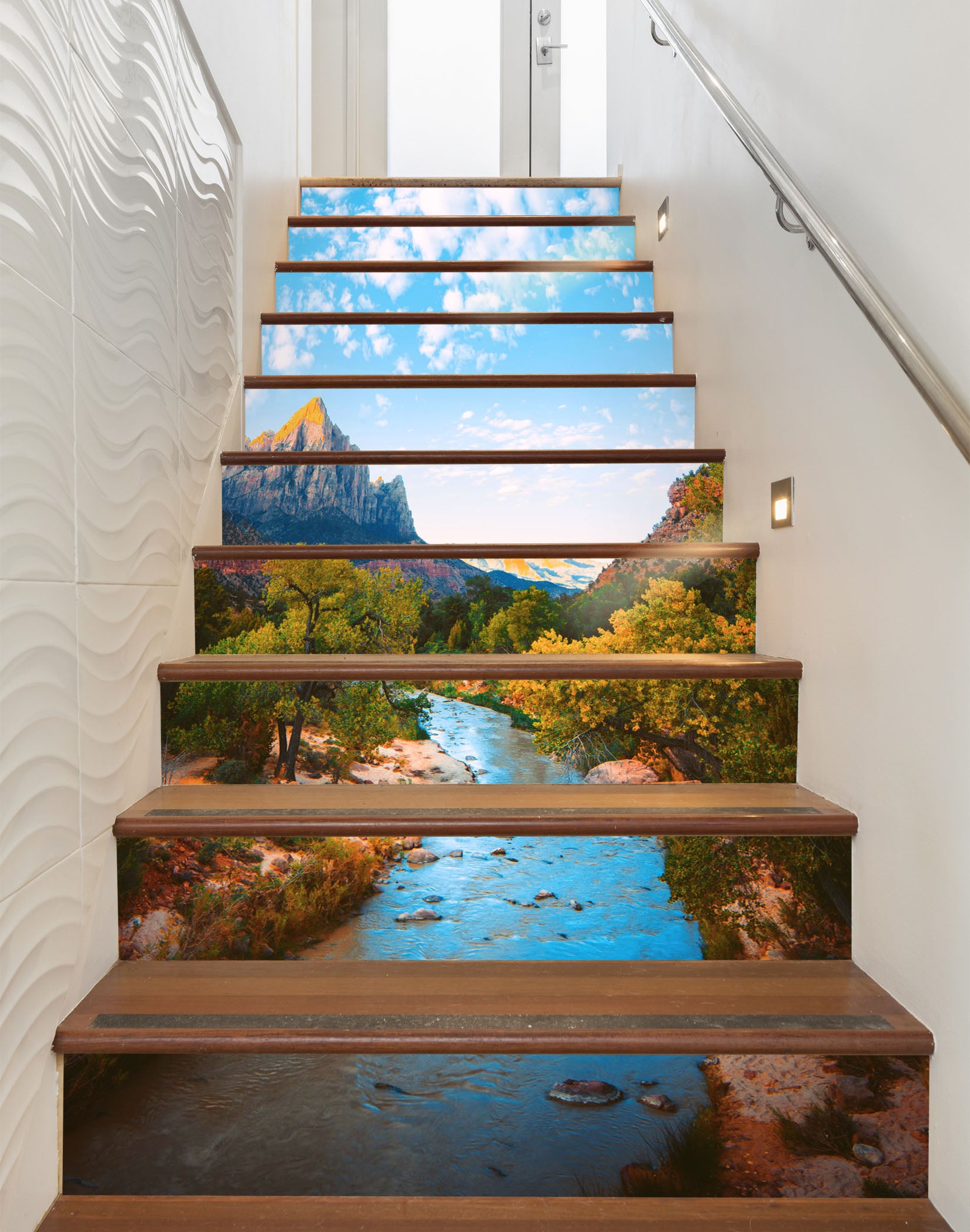 3D Tranquil Mountain Lake 633 Stair Risers