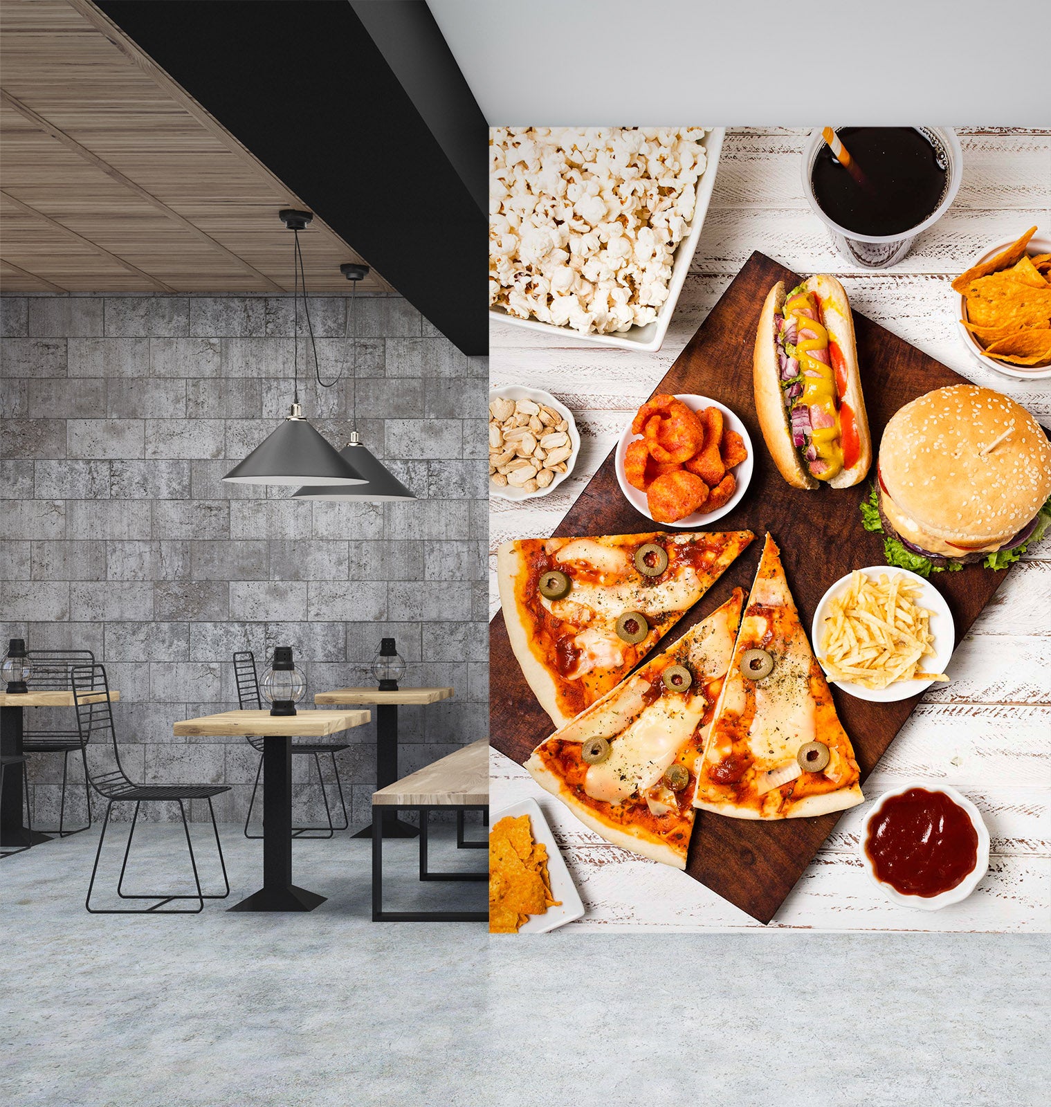 3D Pizza Burger 866 Wall Murals