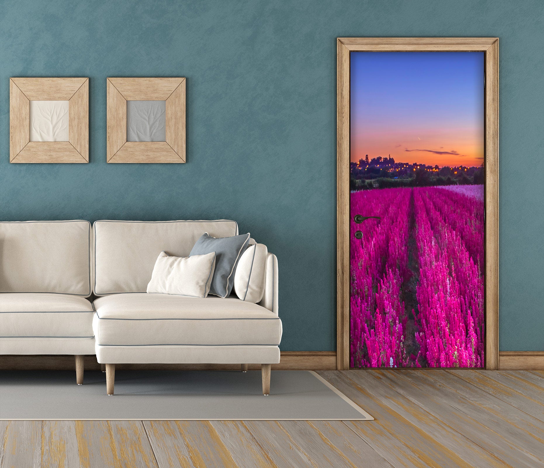 3D Red Flower Field 106230 Assaf Frank Door Mural