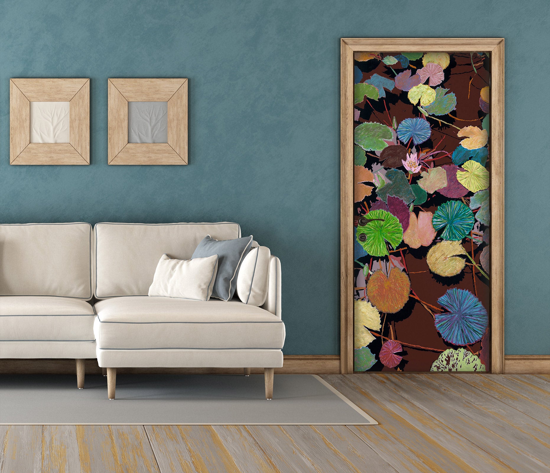 3D Color Lotus Leaf Pond 93163 Allan P. Friedlander Door Mural
