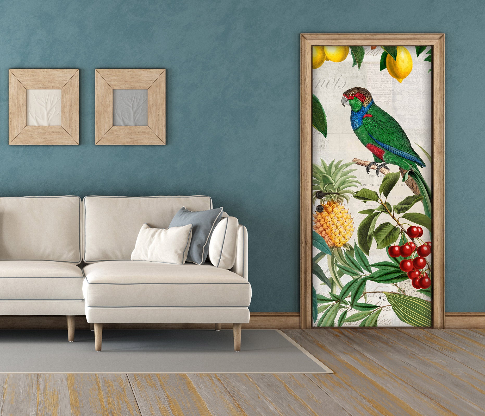 3D Pineapple Cherry Parrot 118132 Andrea Haase Door Mural