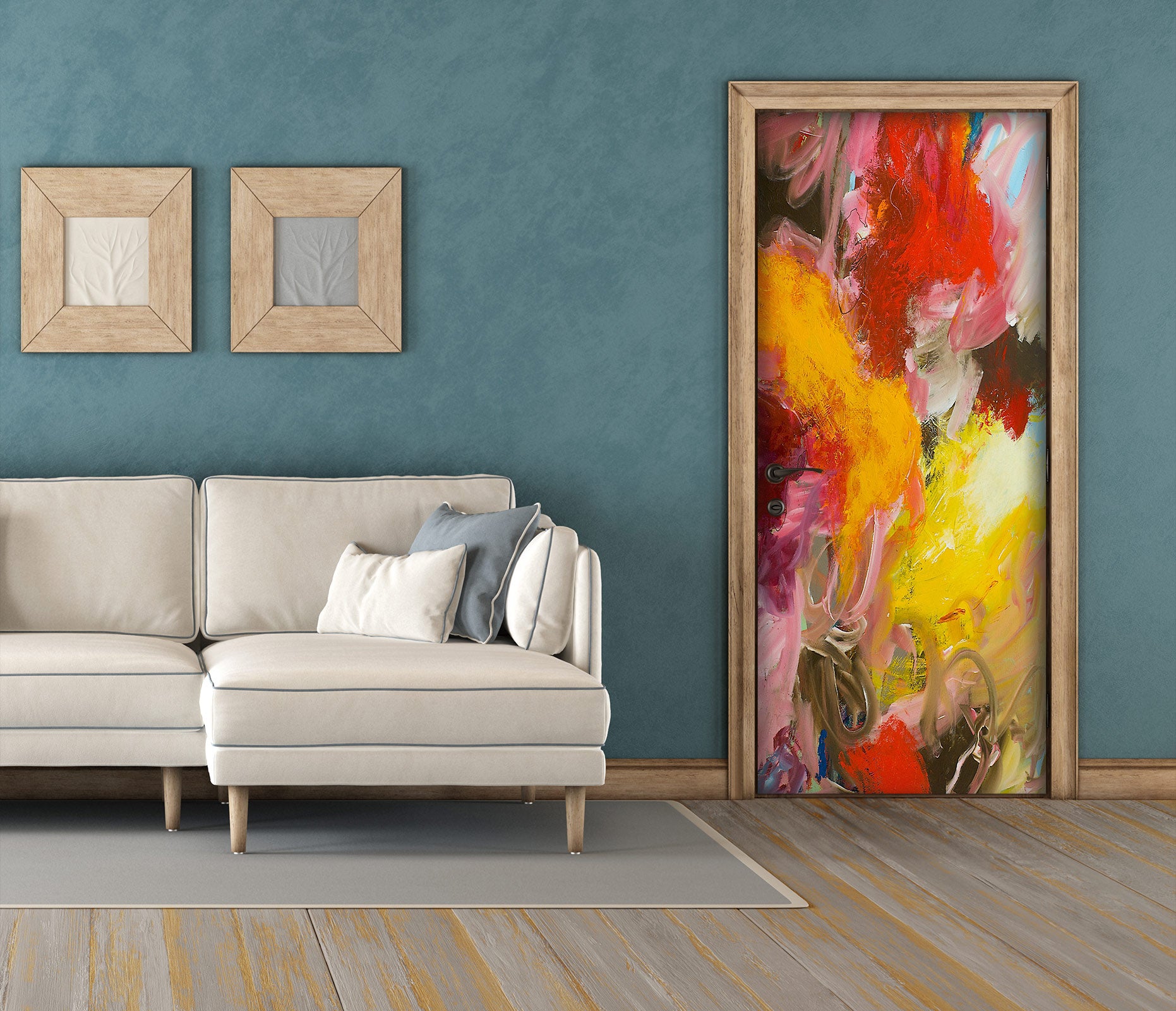 3D Red Yellow Pigment Pattern 9370 Allan P. Friedlander Door Mural