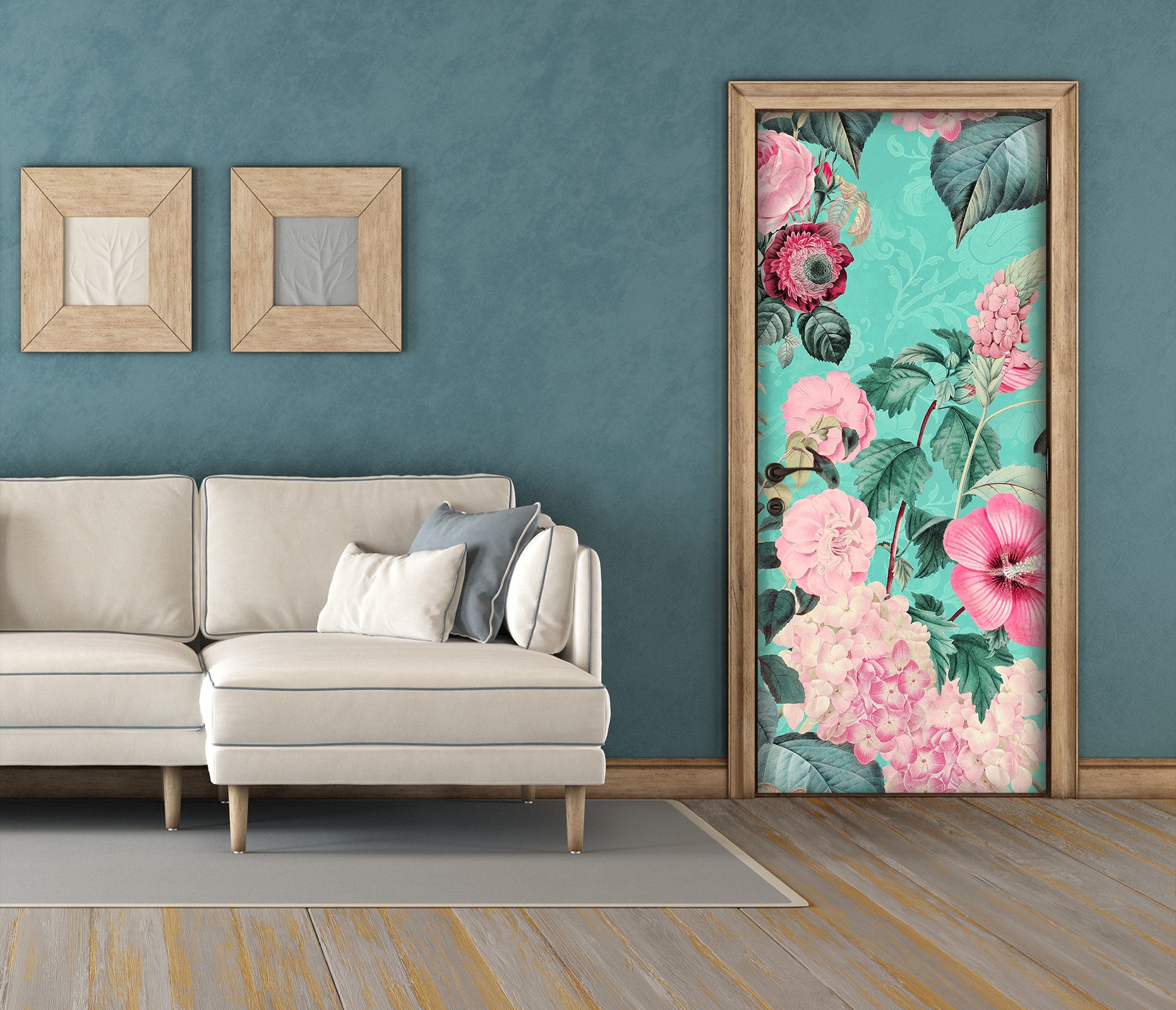 3D Flowers Pink Leaves 118135 Andrea Haase Door Mural