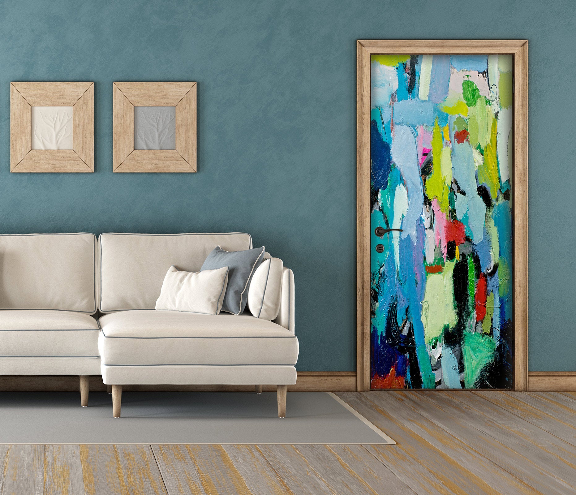 3D Color Cyan Paint Pattern 9387 Allan P. Friedlander Door Mural