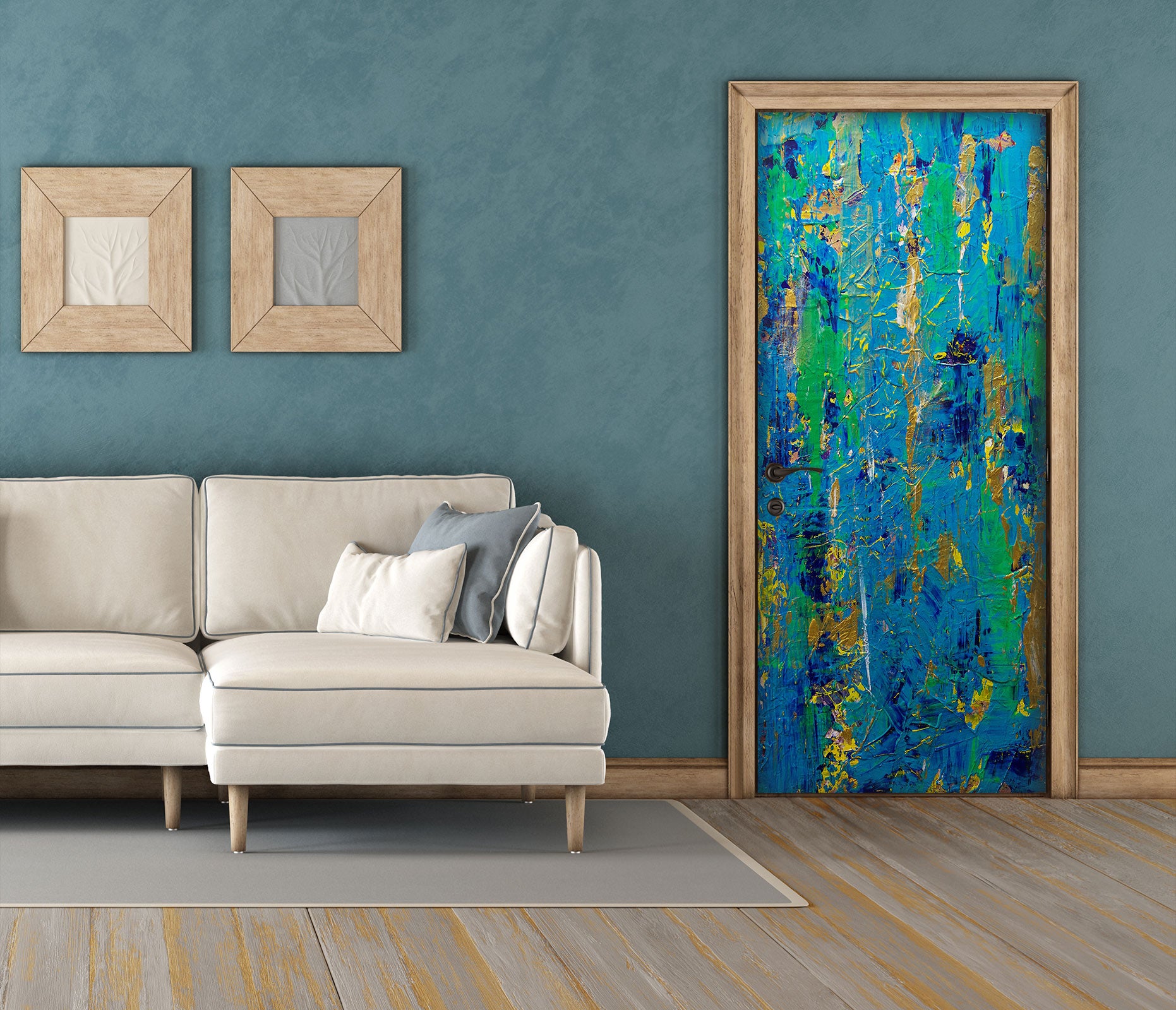 3D Blue Oil Painting Pattern 93181 Allan P. Friedlander Door Mural