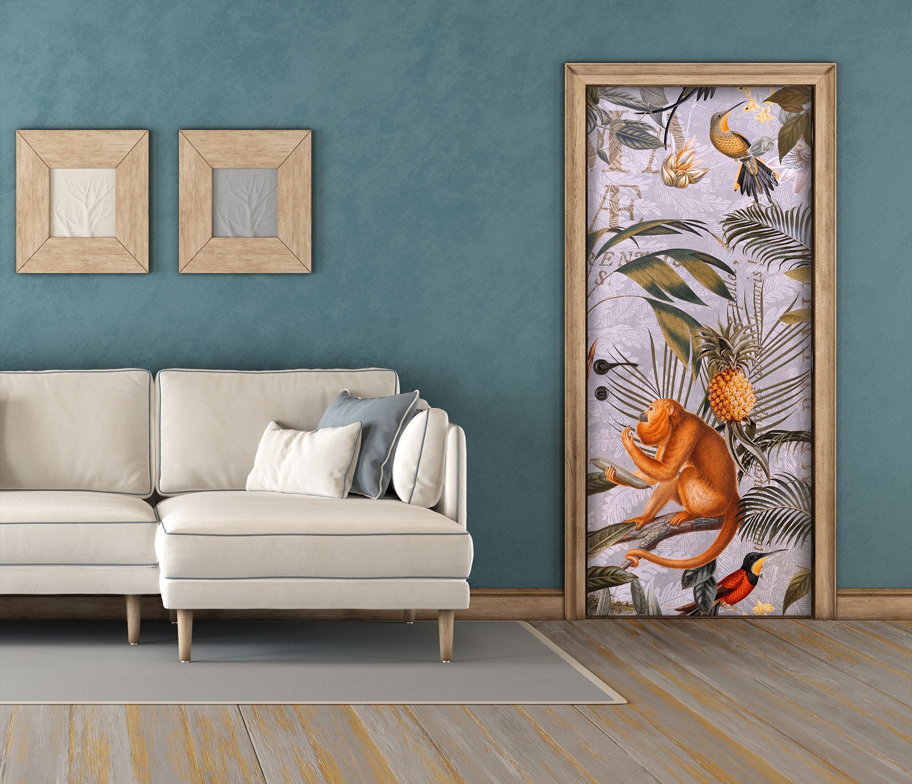 3D Bird Monkey Pineapple Jungle 11936 Andrea Haase Door Mural