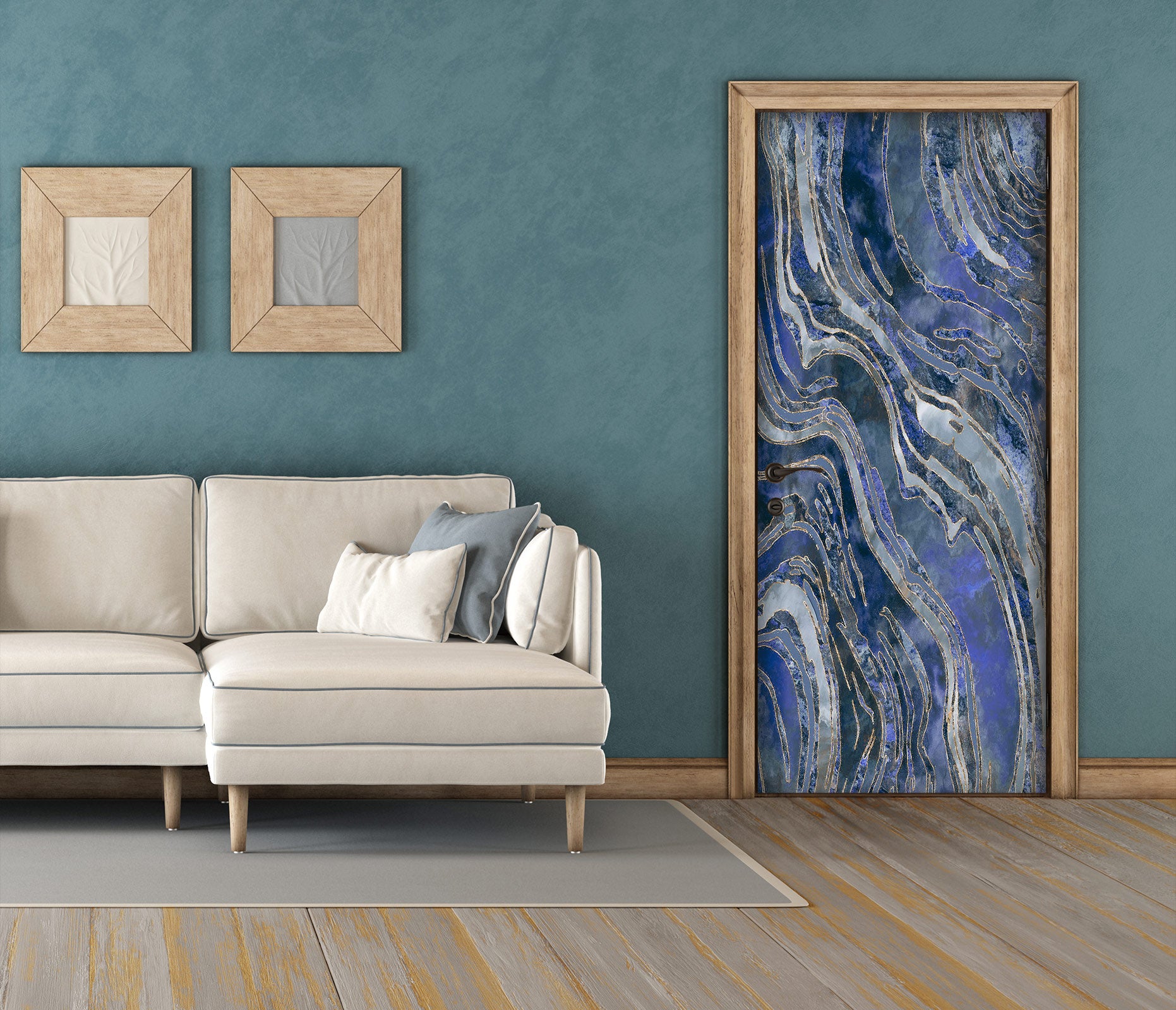 3D Black Blue Stripes Pattern 10286 Andrea Haase Door Mural