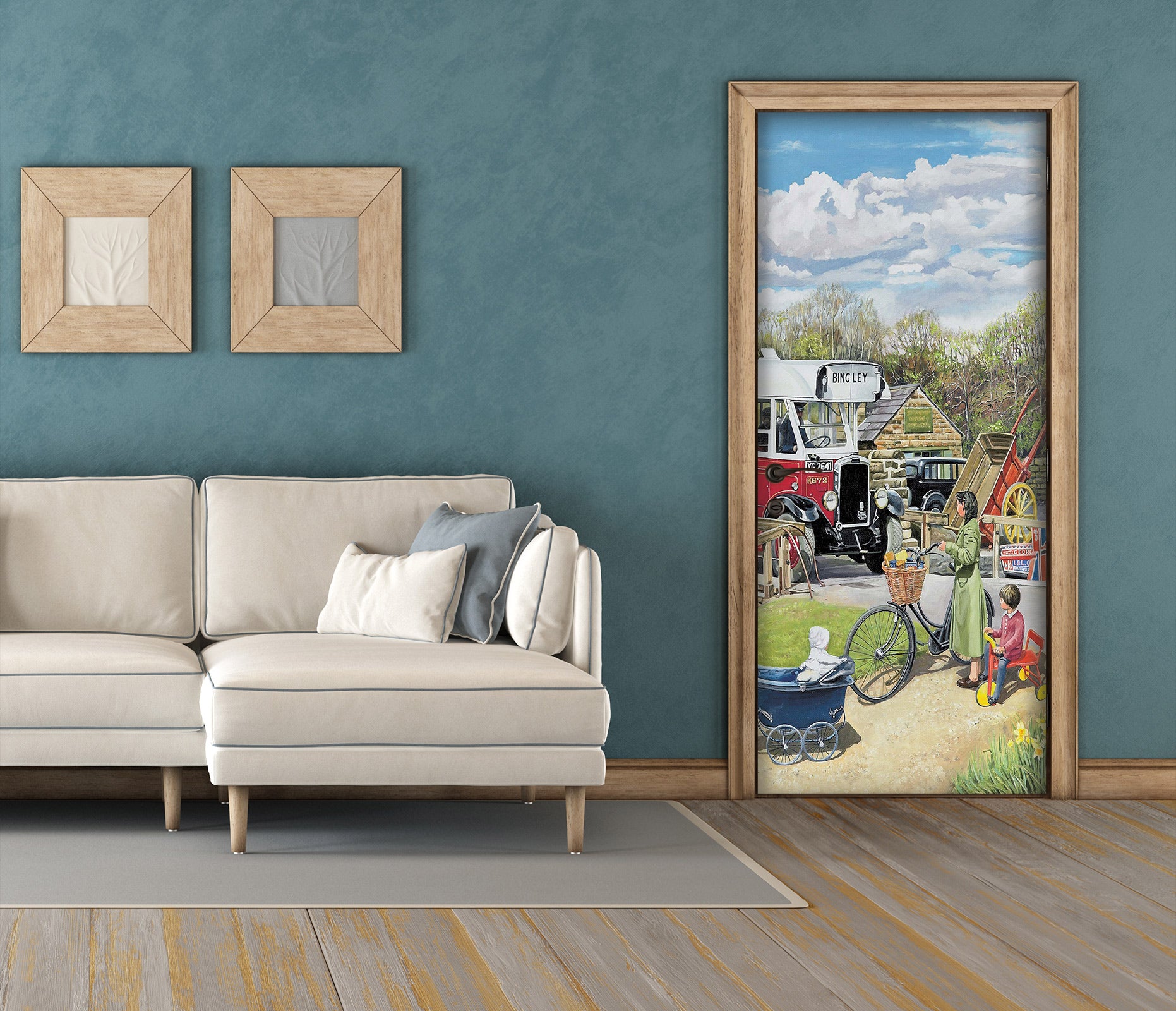 3D Village Bus Bike 103163 Trevor Mitchell Door Mural