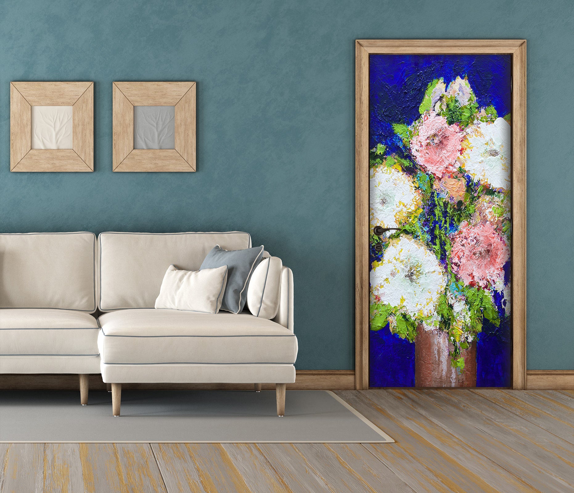 3D White Pink Flowers Vase 93138 Allan P. Friedlander Door Mural