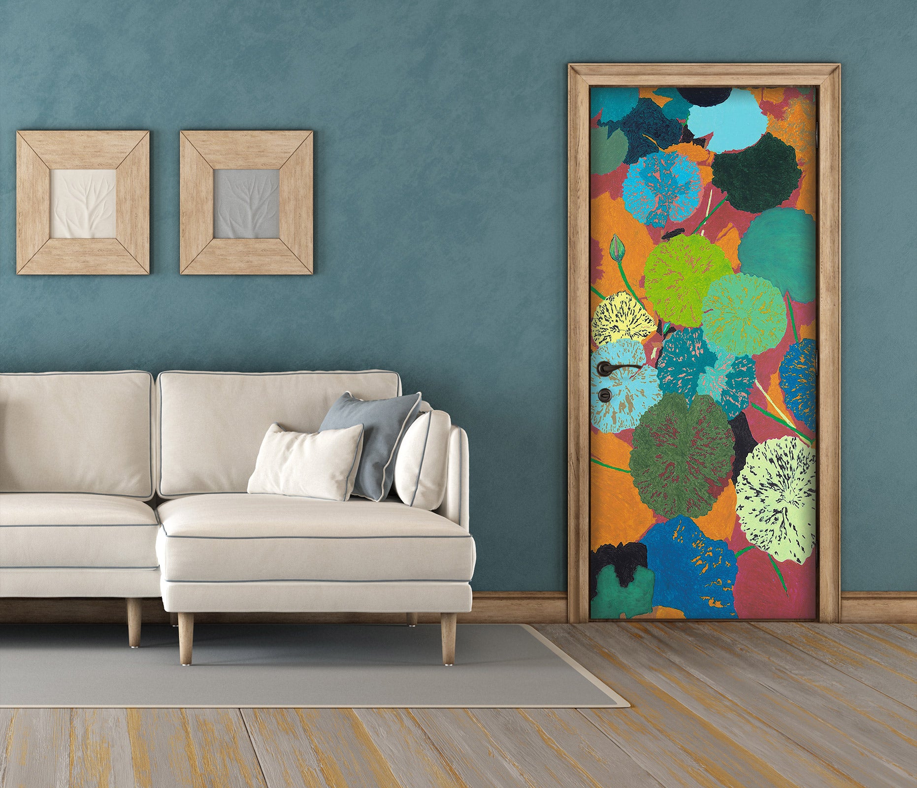 3D Round Lotus Leaf Pattern 93228 Allan P. Friedlander Door Mural