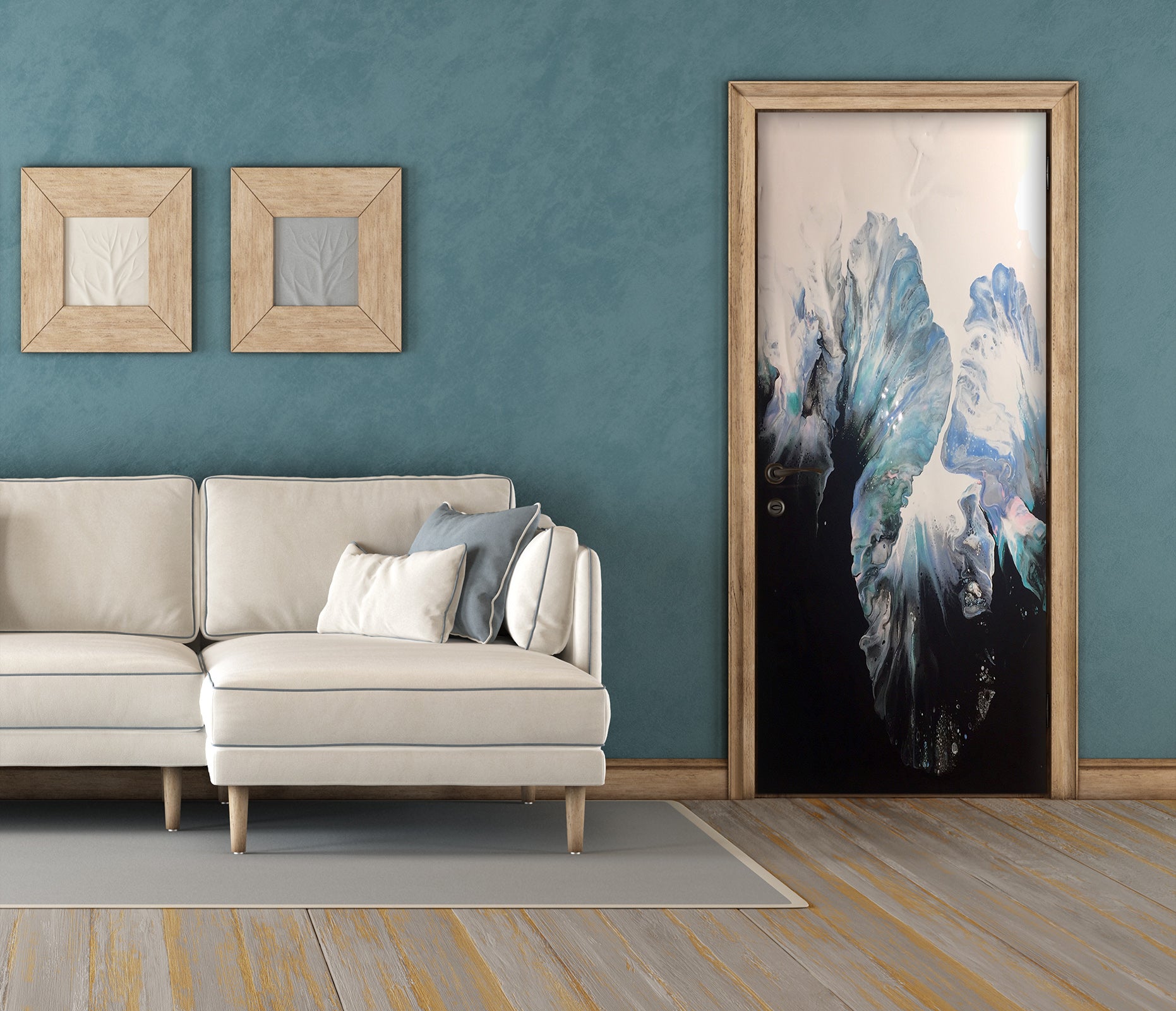 3D Light Blue Black Paint Texture 9207 Valerie Latrice Door Mural