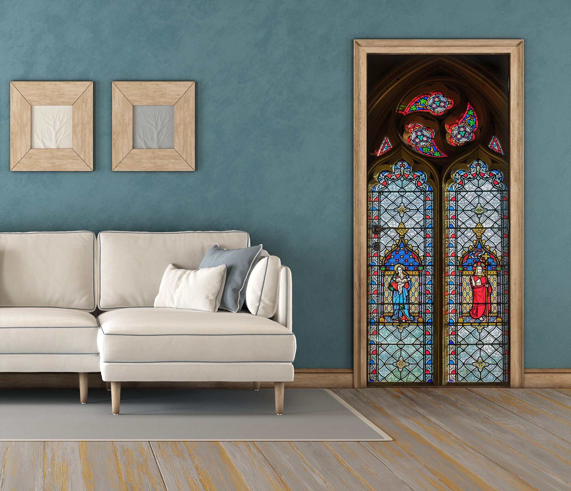 3D Colorful Pattern Glass Window 101220 Assaf Frank Door Mural