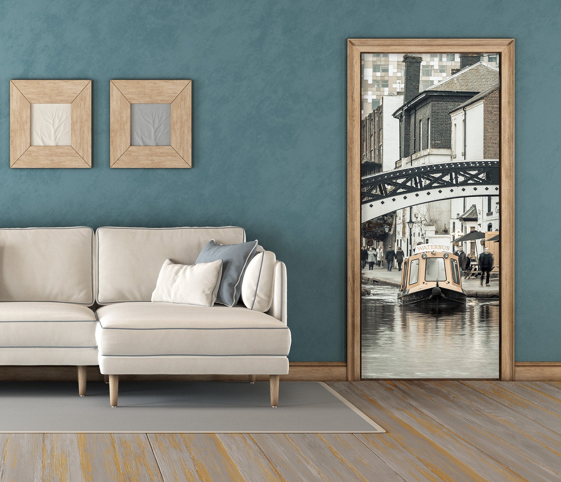 3D City River Boat 106101 Assaf Frank Door Mural